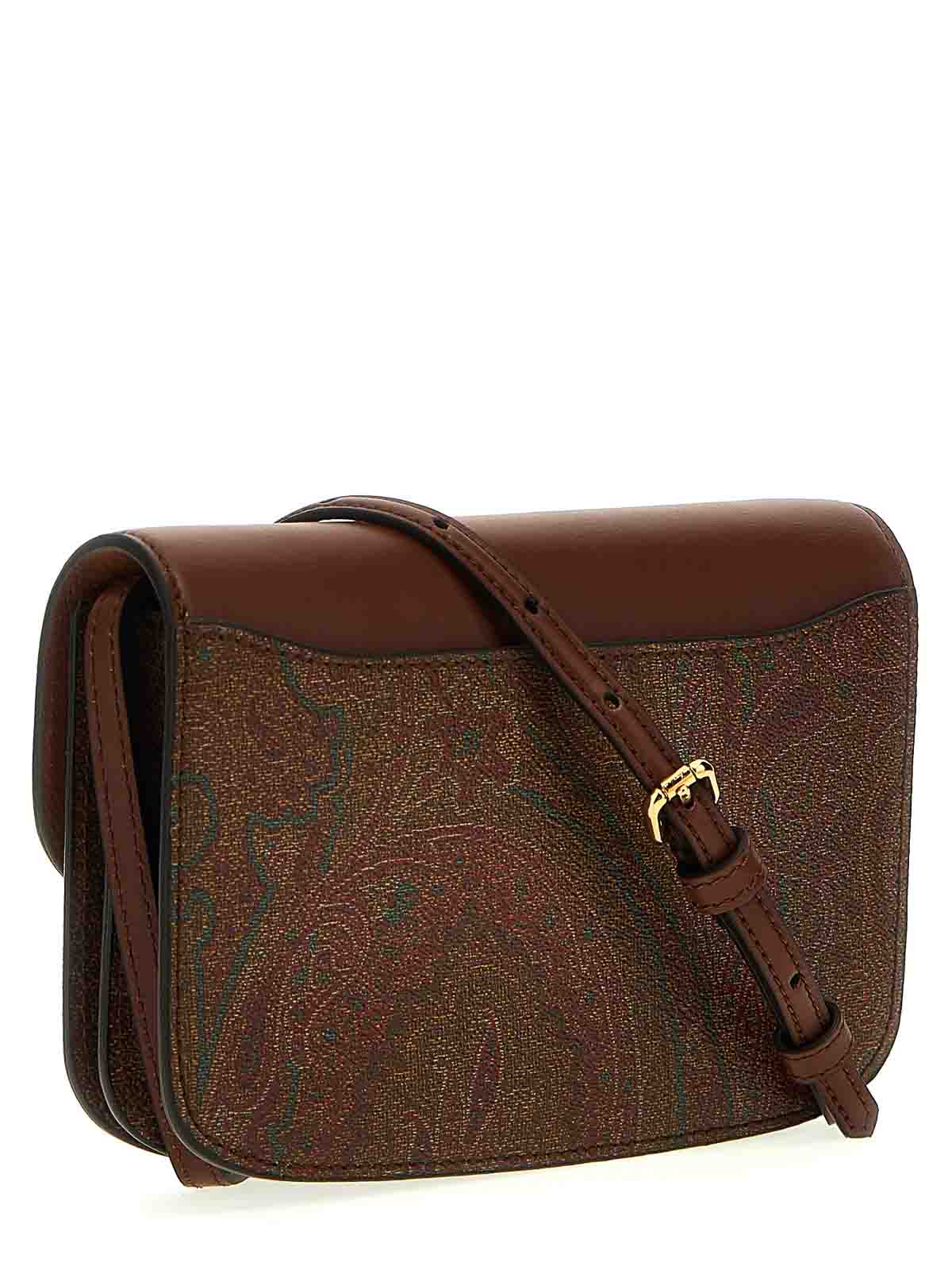 Shop Etro Essential Mini Crossbody Bag In Brown