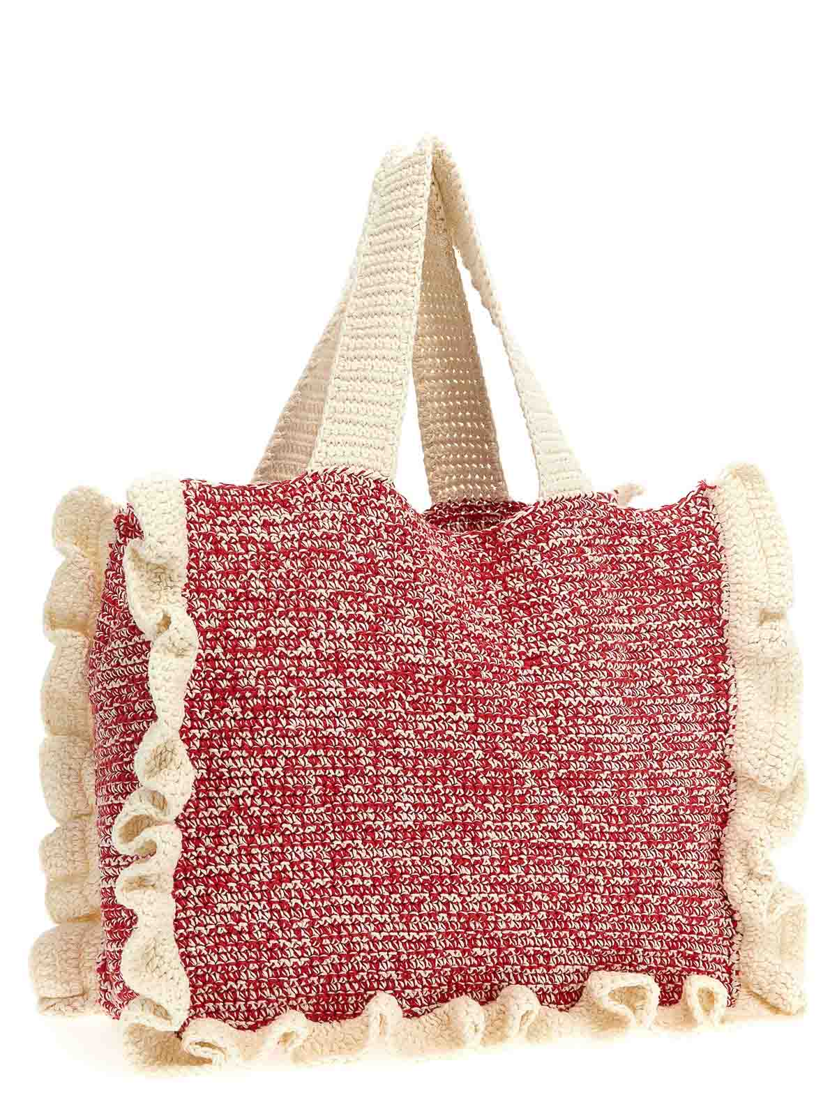 Shop Ganni Crochet Shopping Bag In Multicolour