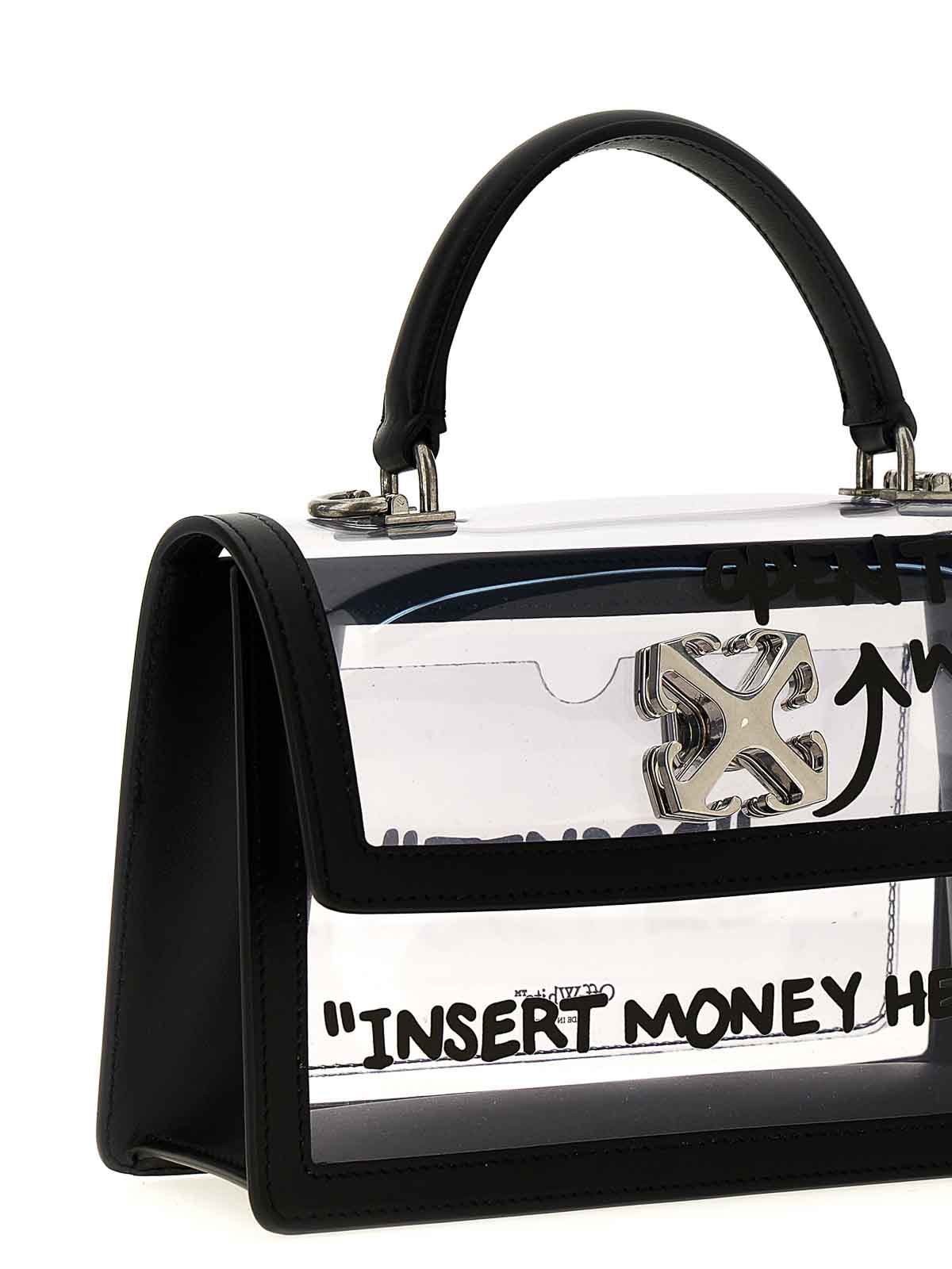 Shop Off-white Pvc Jitney Handbag Logo In Black