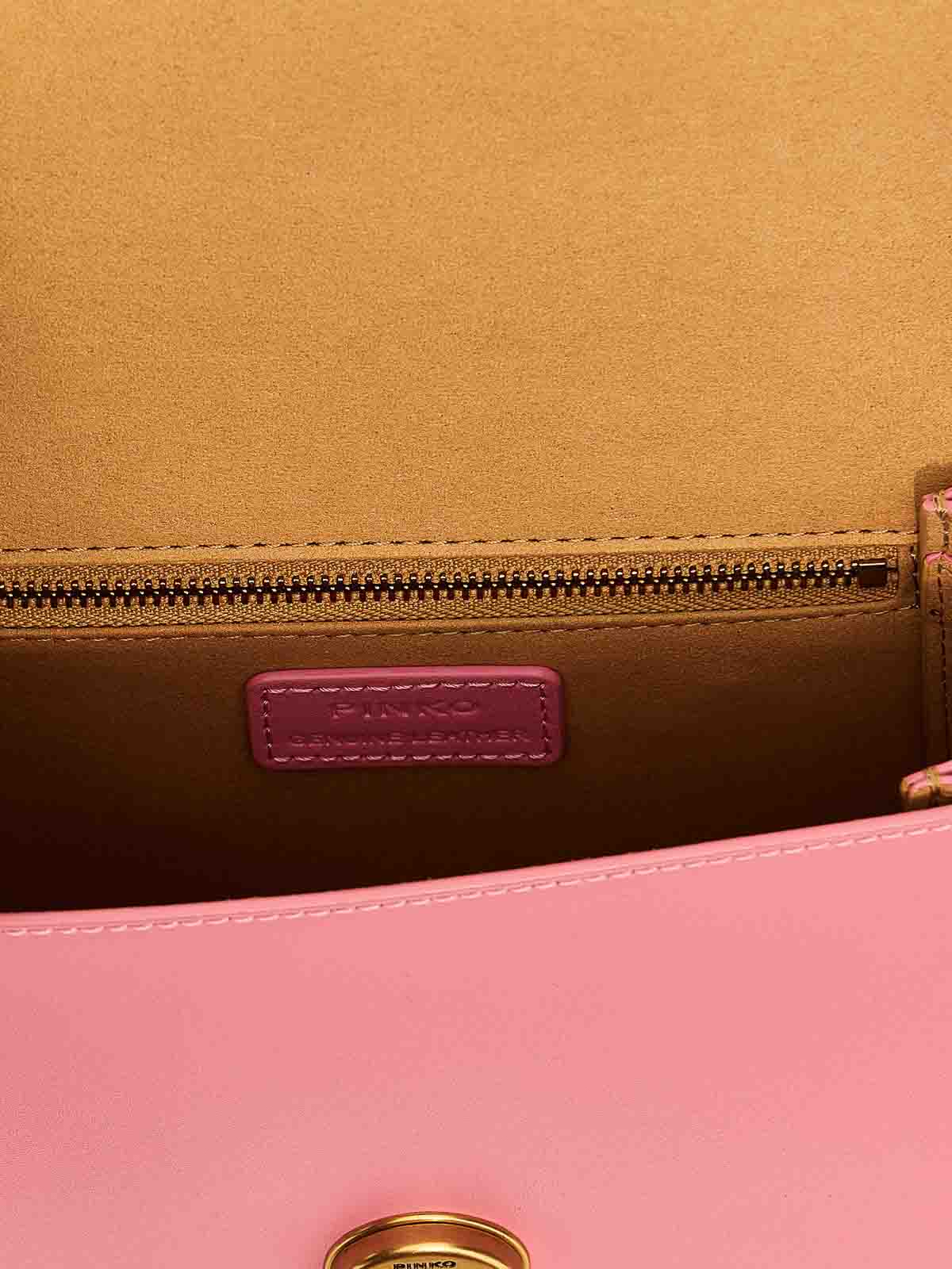 Shop Pinko Love One Handbag In Nude & Neutrals