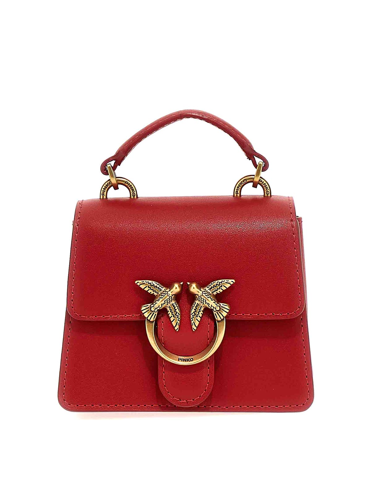 Shop Pinko Love One Micro Handbag In Rojo