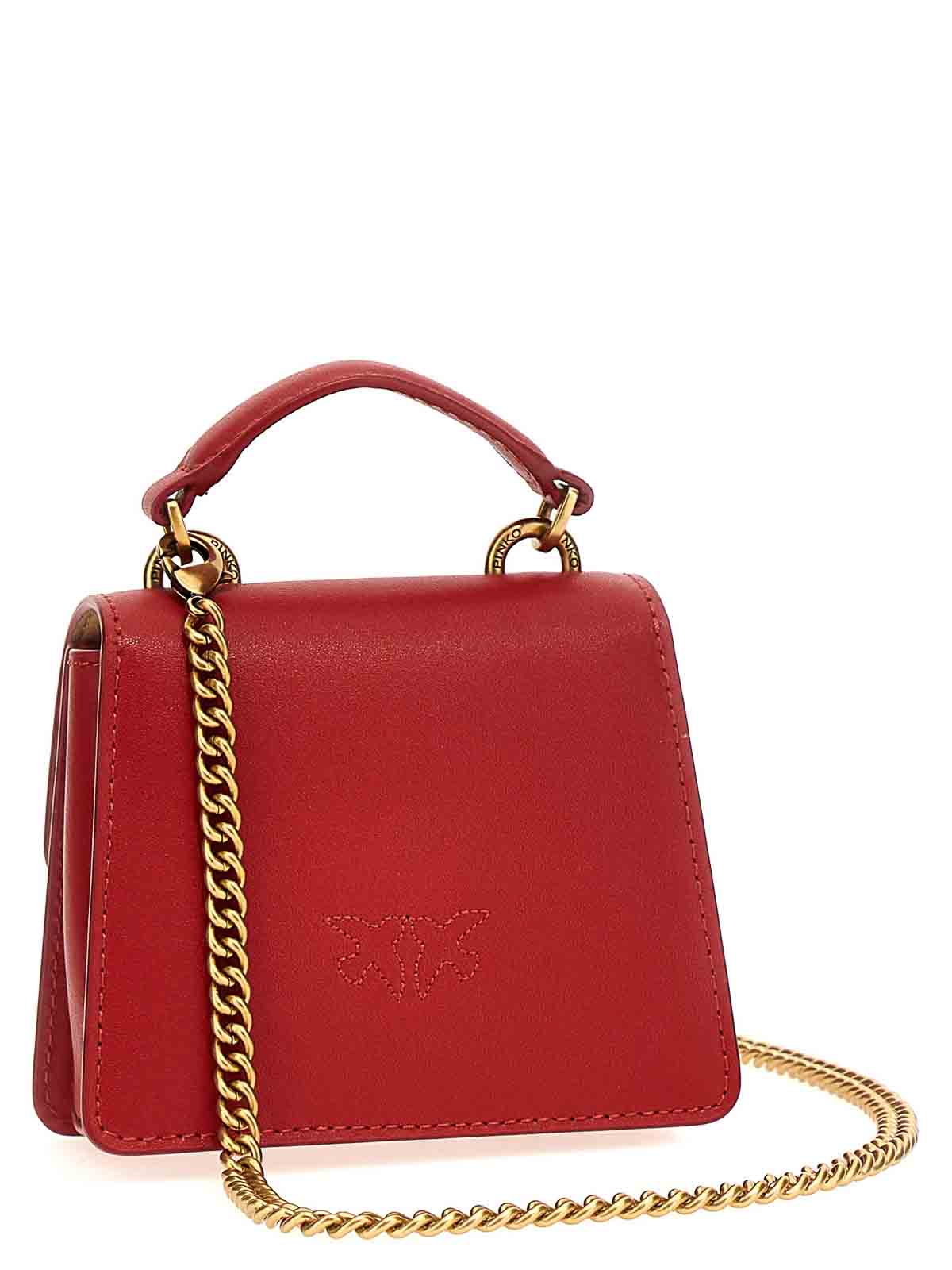 Shop Pinko Love One Micro Handbag In Rojo