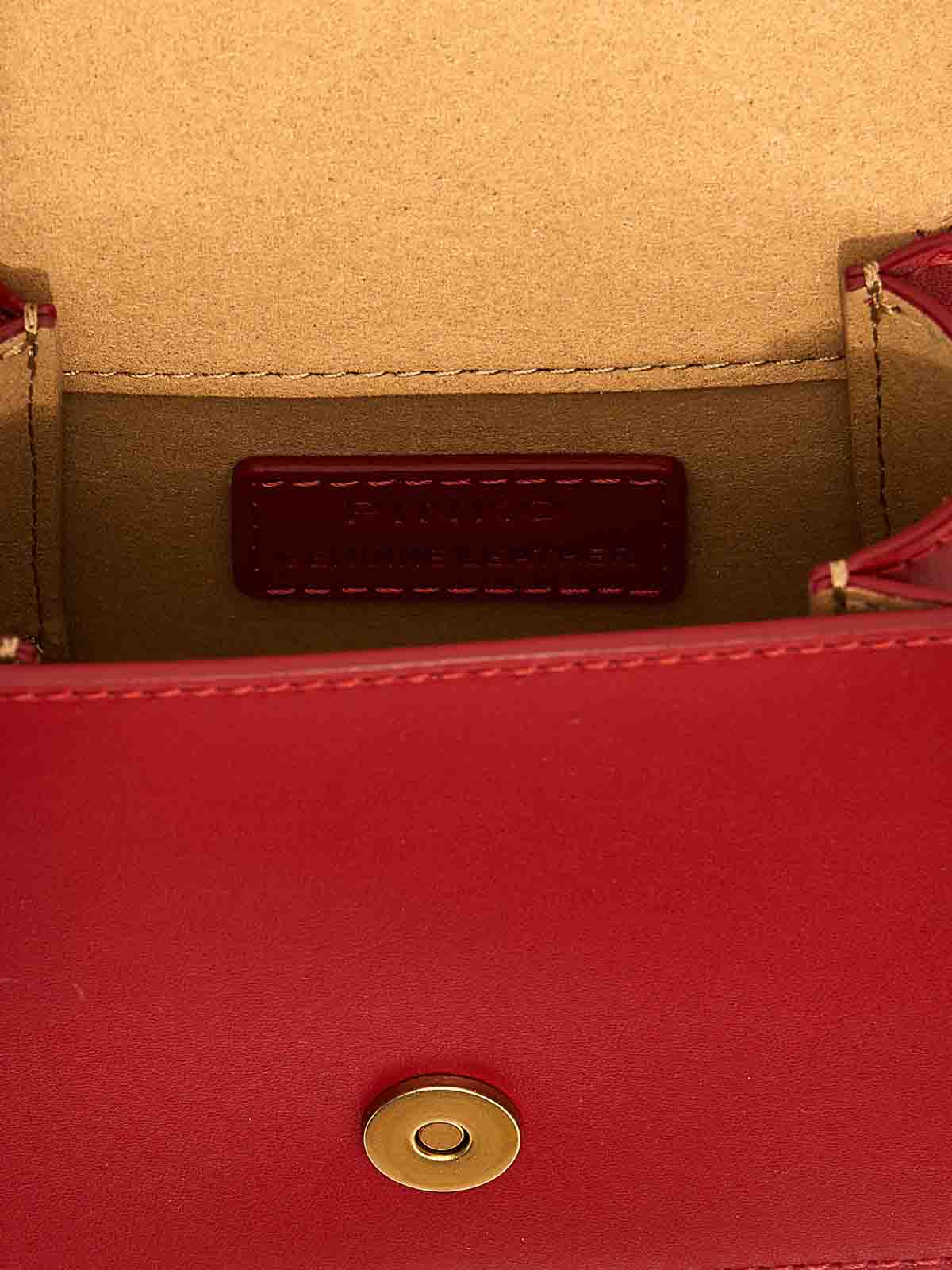 Shop Pinko Love One Micro Handbag In Rojo