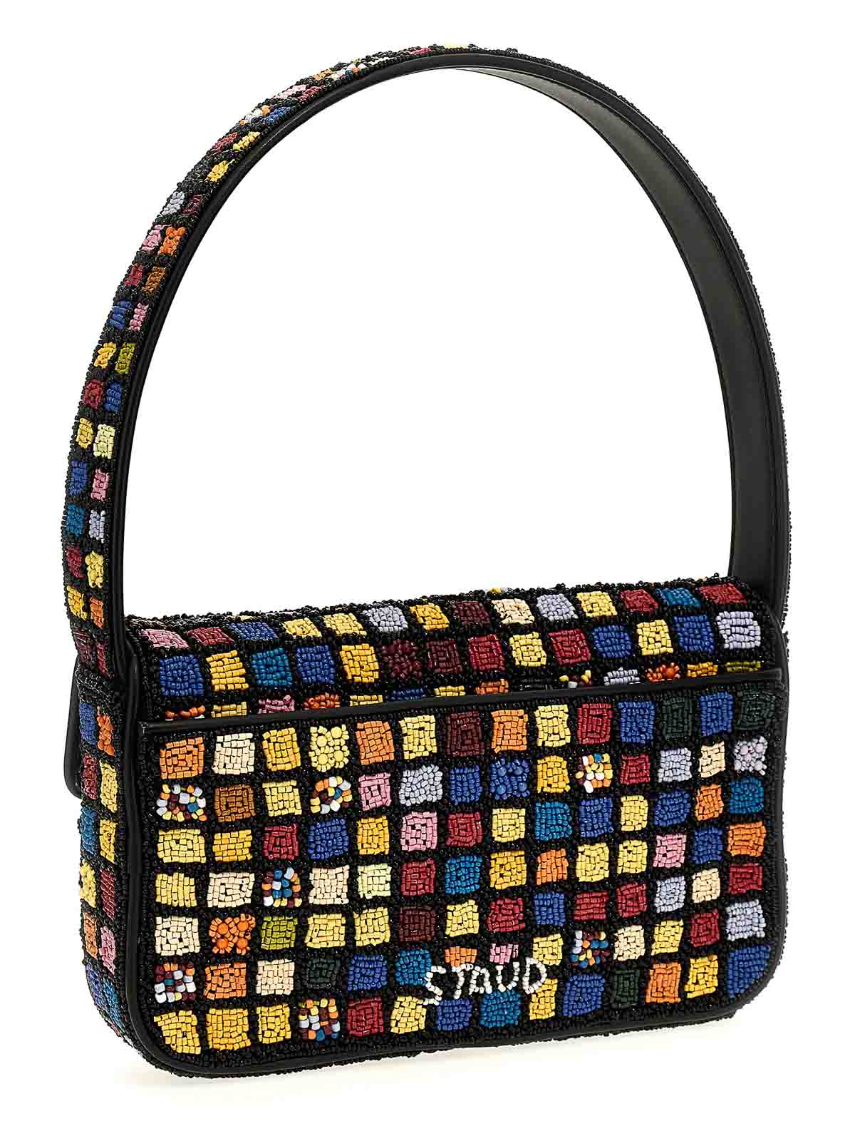 Shop Staud Tommy Beaded Shoulder Bag In Multicolour