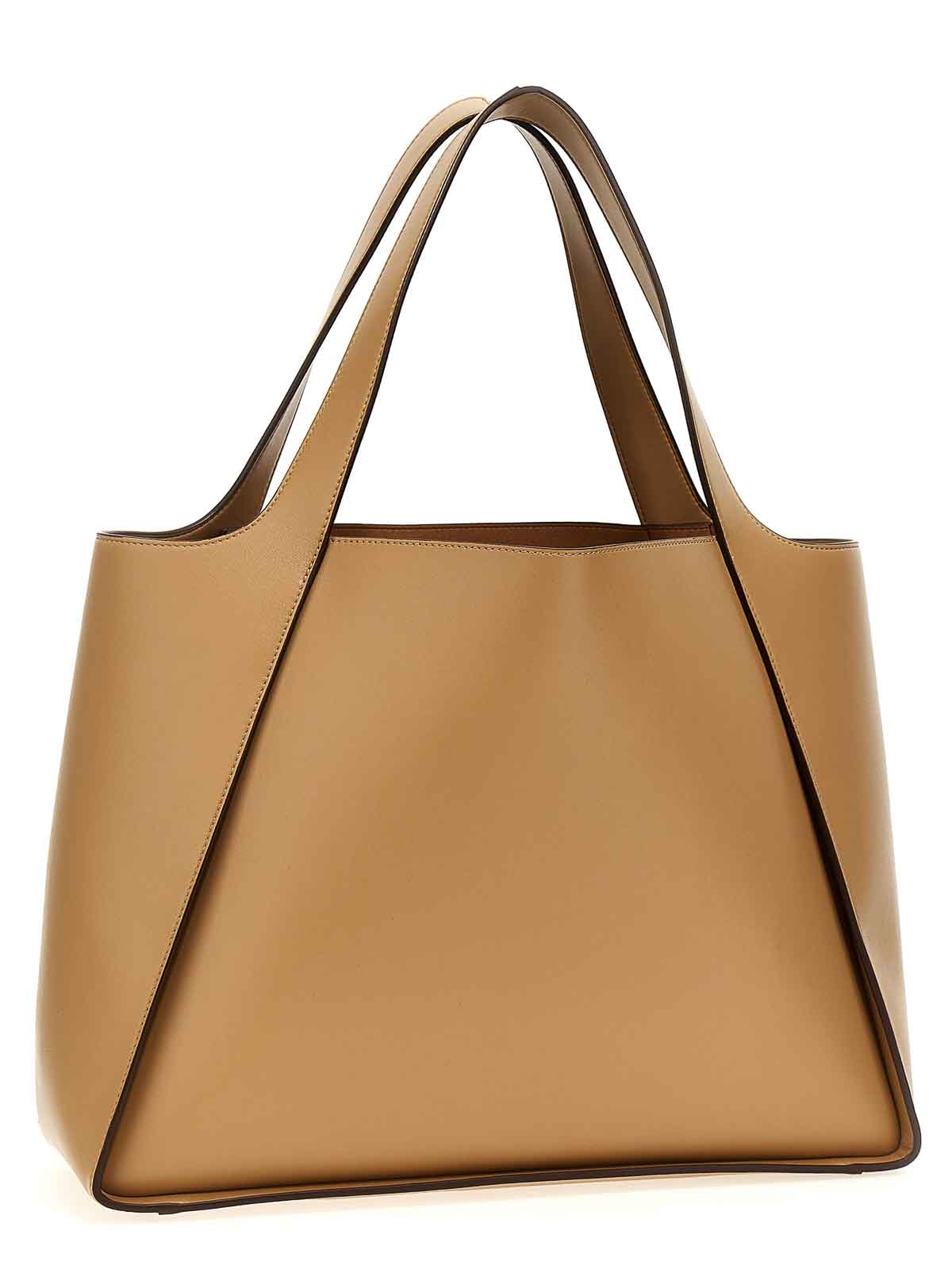 Shop Stella Mccartney The Logo Bag Shopping Bag In Beige