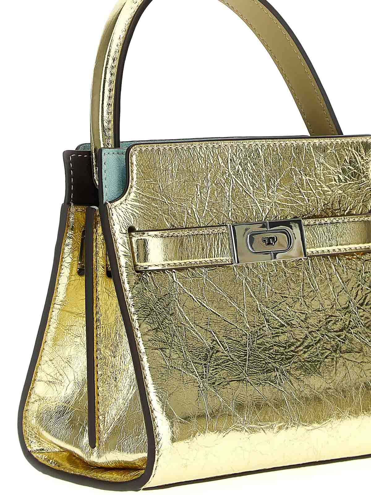 Shop Tory Burch Radziwill Metallic Petite Double Lee Handbag In Gold