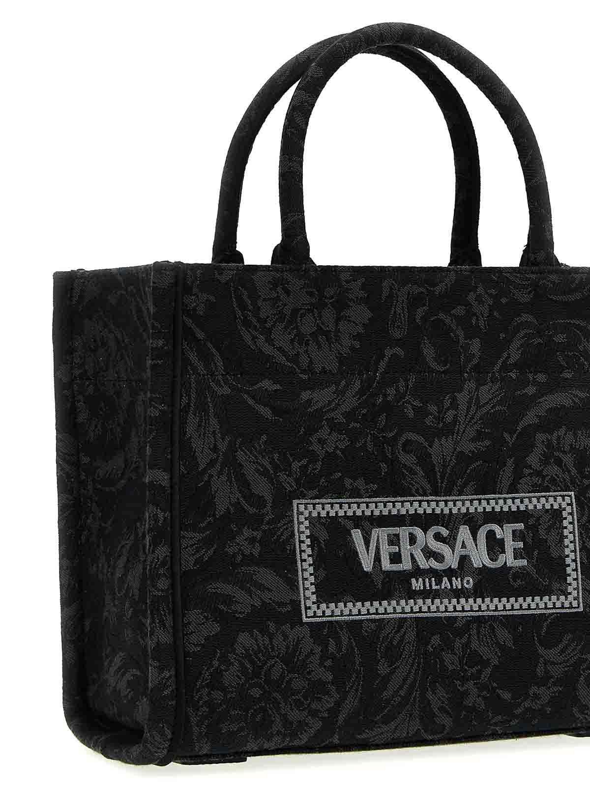 Shop Versace Small Shopping Bag In Black