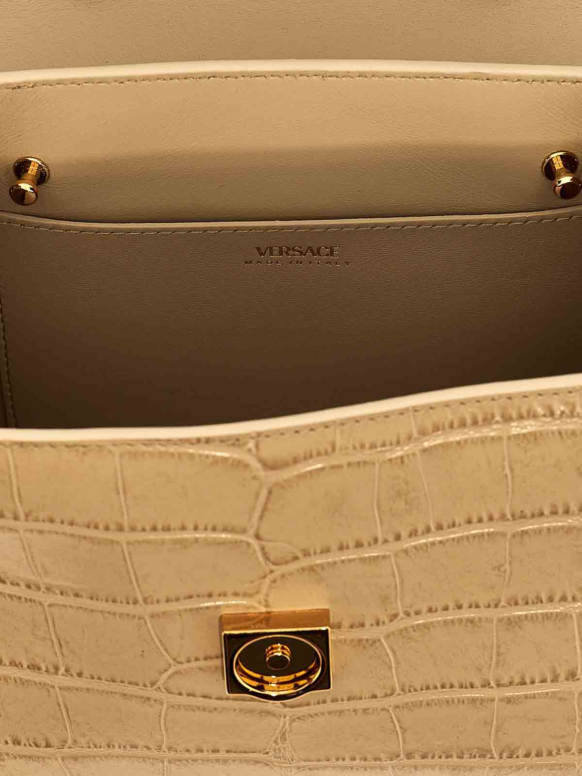 Shop Versace Small Handbag In Beige