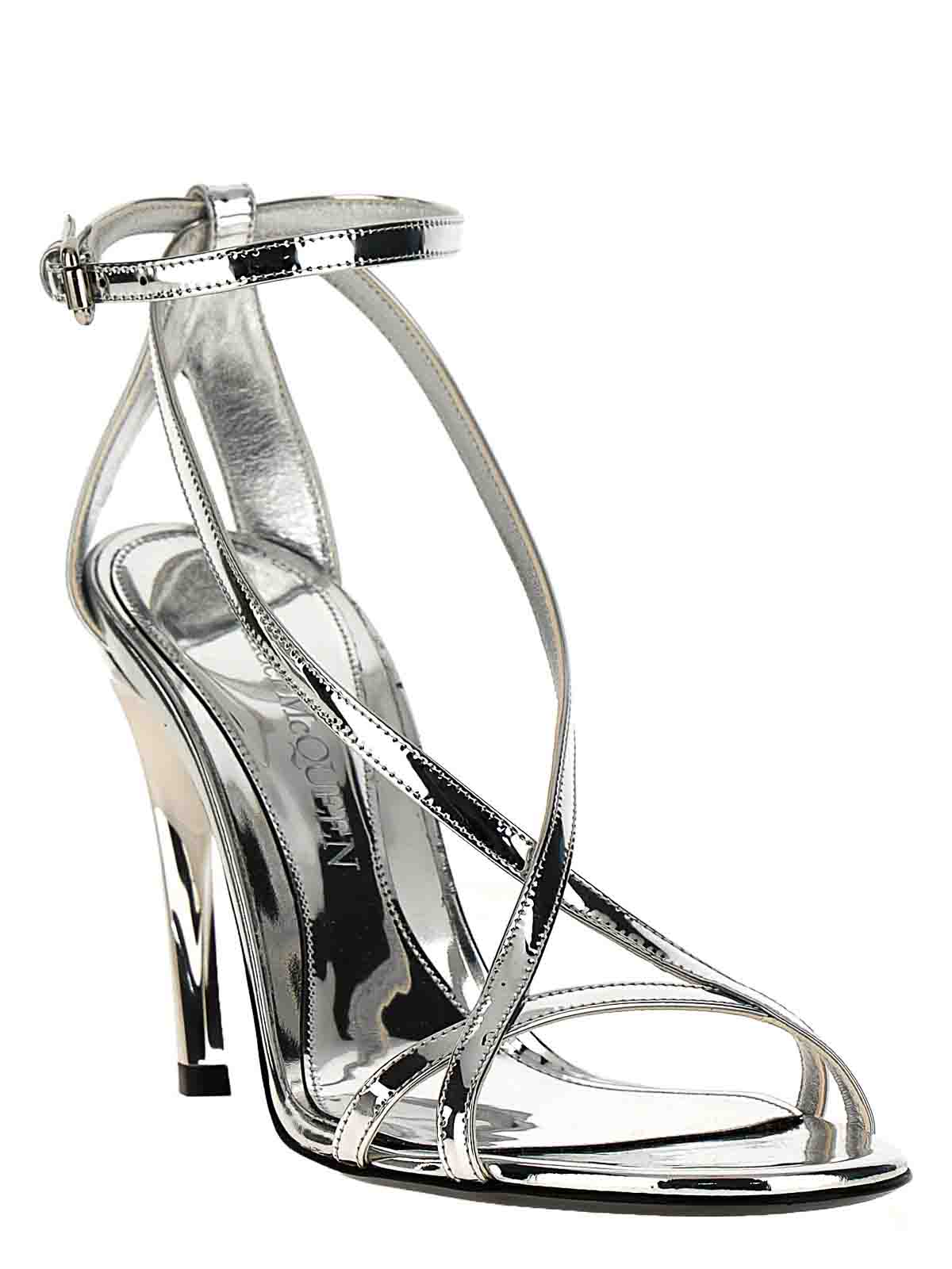 Shop Alexander Mcqueen Armadillo Sandals In Silver