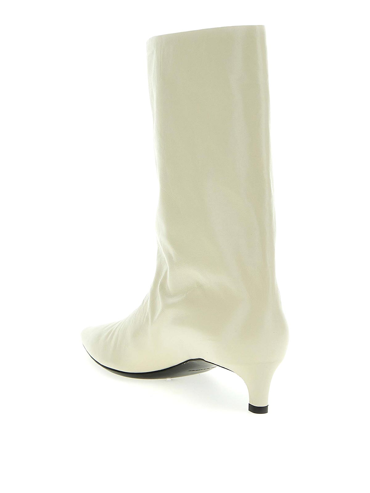 Shop Jil Sander Leather Ankle Boots In White