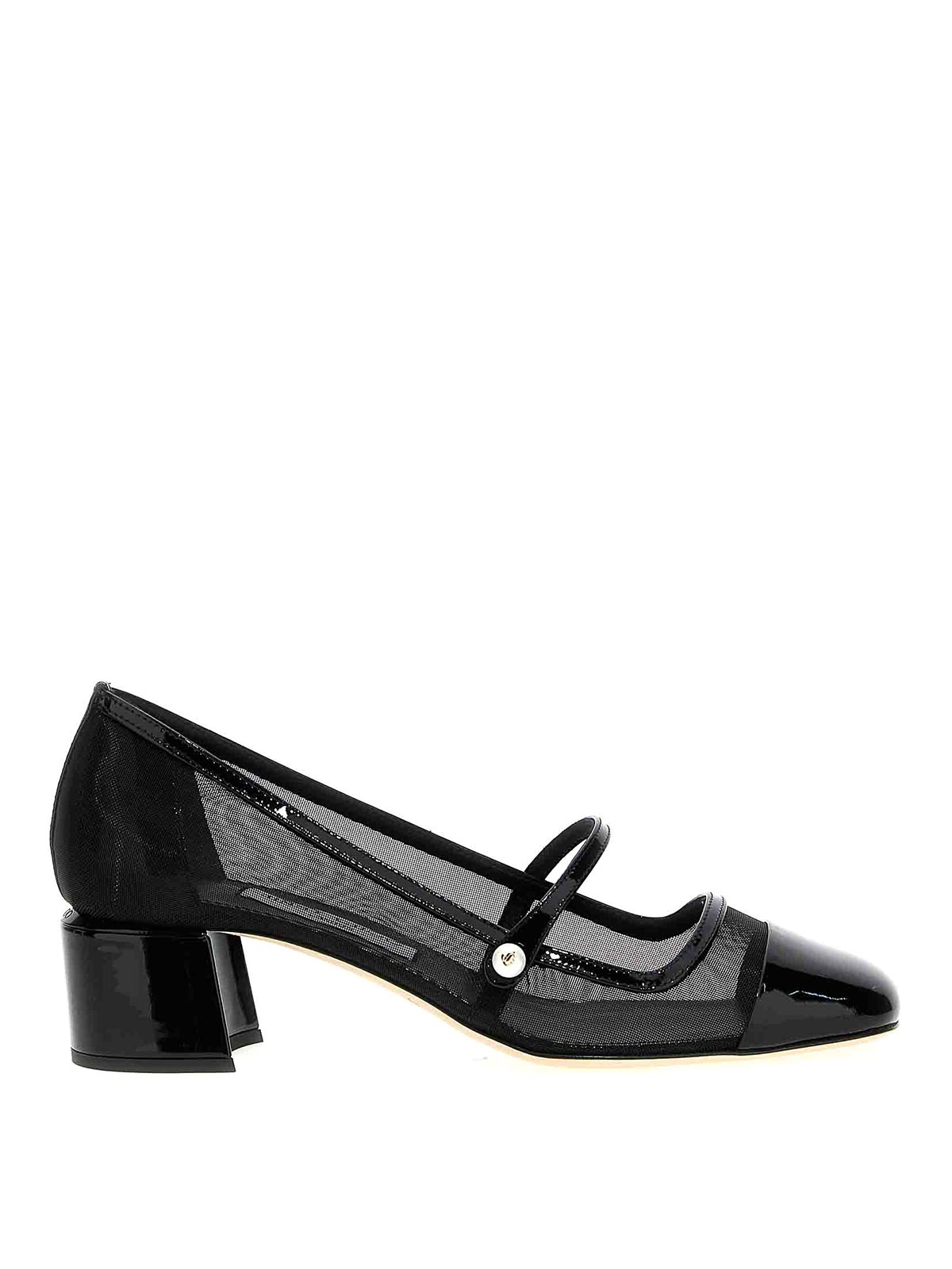 Jimmy Choo Elisa Mesh Mary Jane Ballerina Pumps In Black