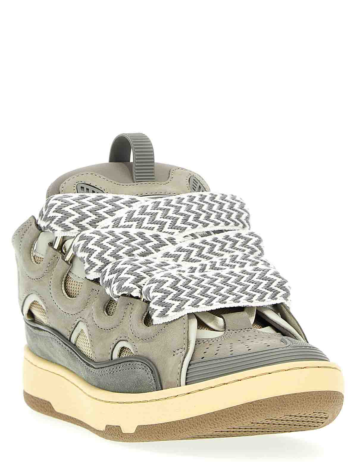 Shop Lanvin Curb Sneakers In Grey