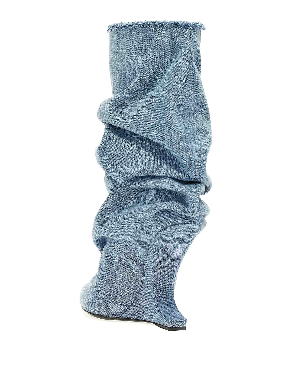 Shop Nicolo' Beretta Jetsy Denim Boots Sculpted In Light Blue