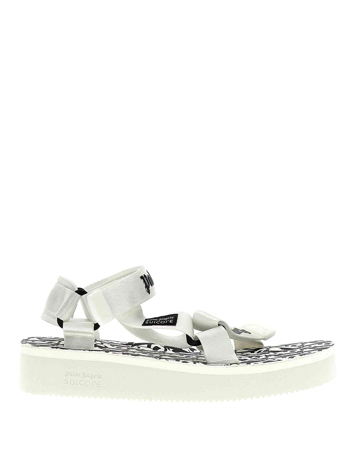 Palm Angels X Suicoke Depa Logo Printed Sandals In White