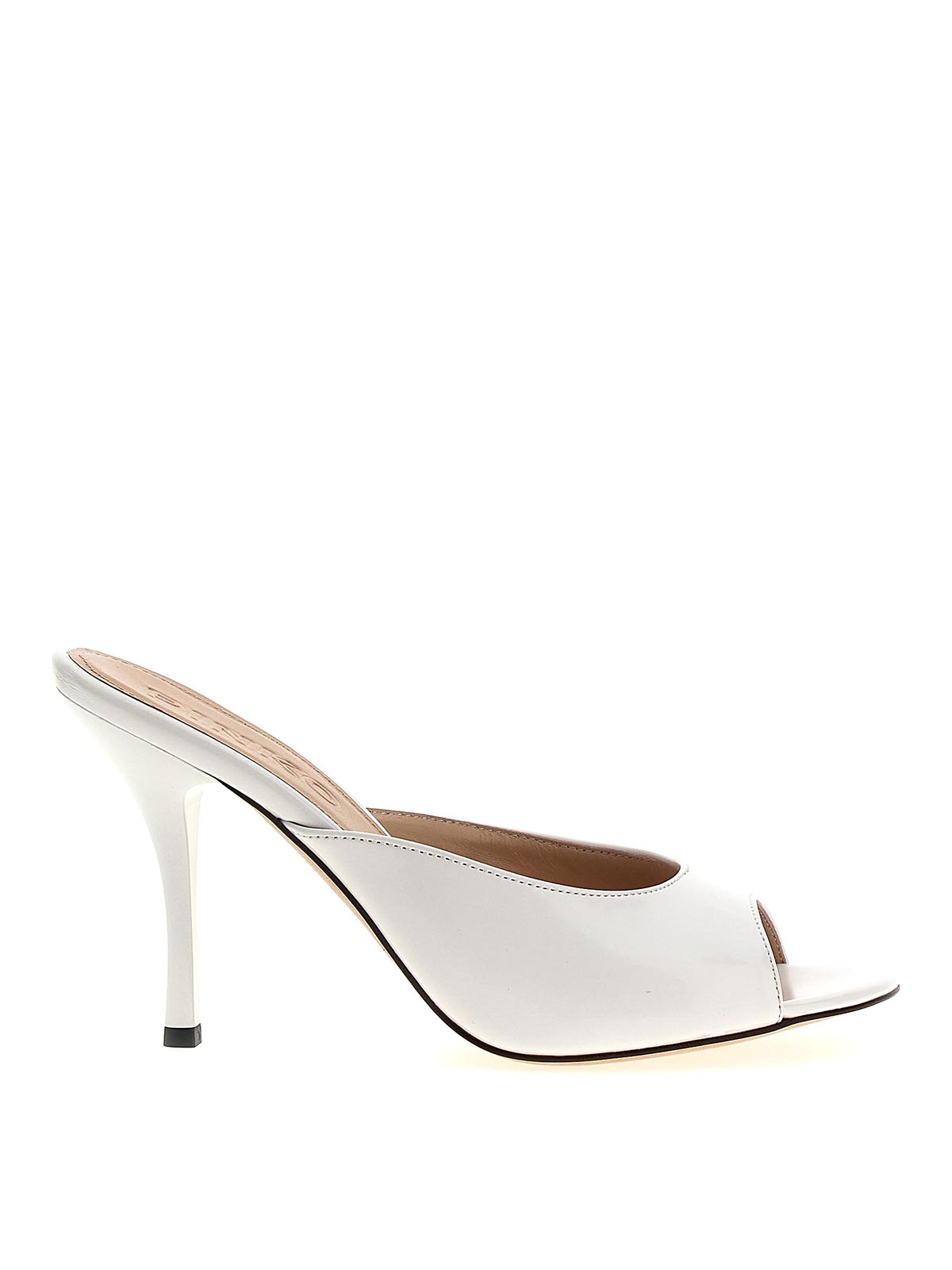 Shop Pinko Janis Mules Abrasive Leather-effect In White