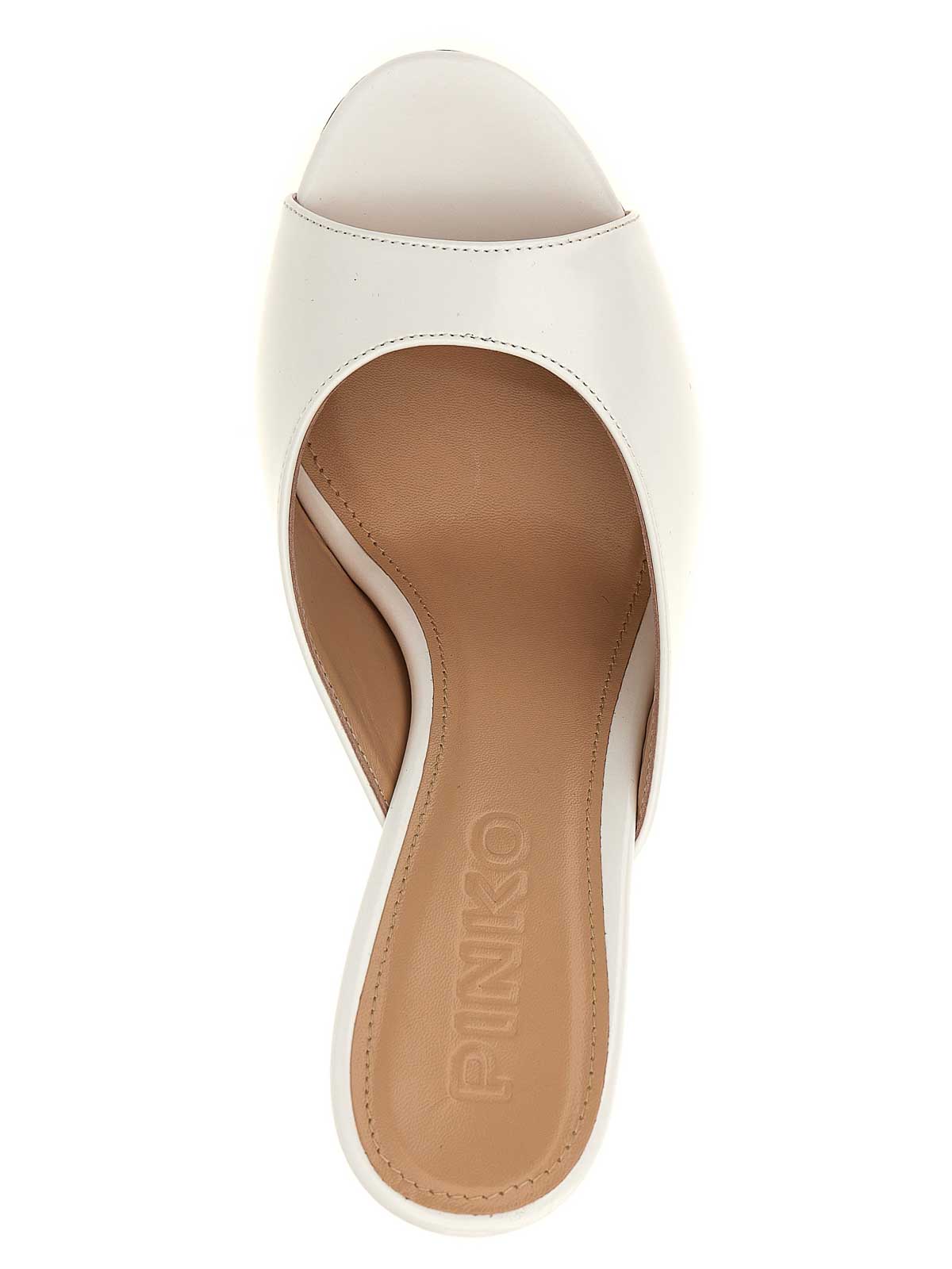 Shop Pinko Janis Mules Abrasive Leather-effect In White