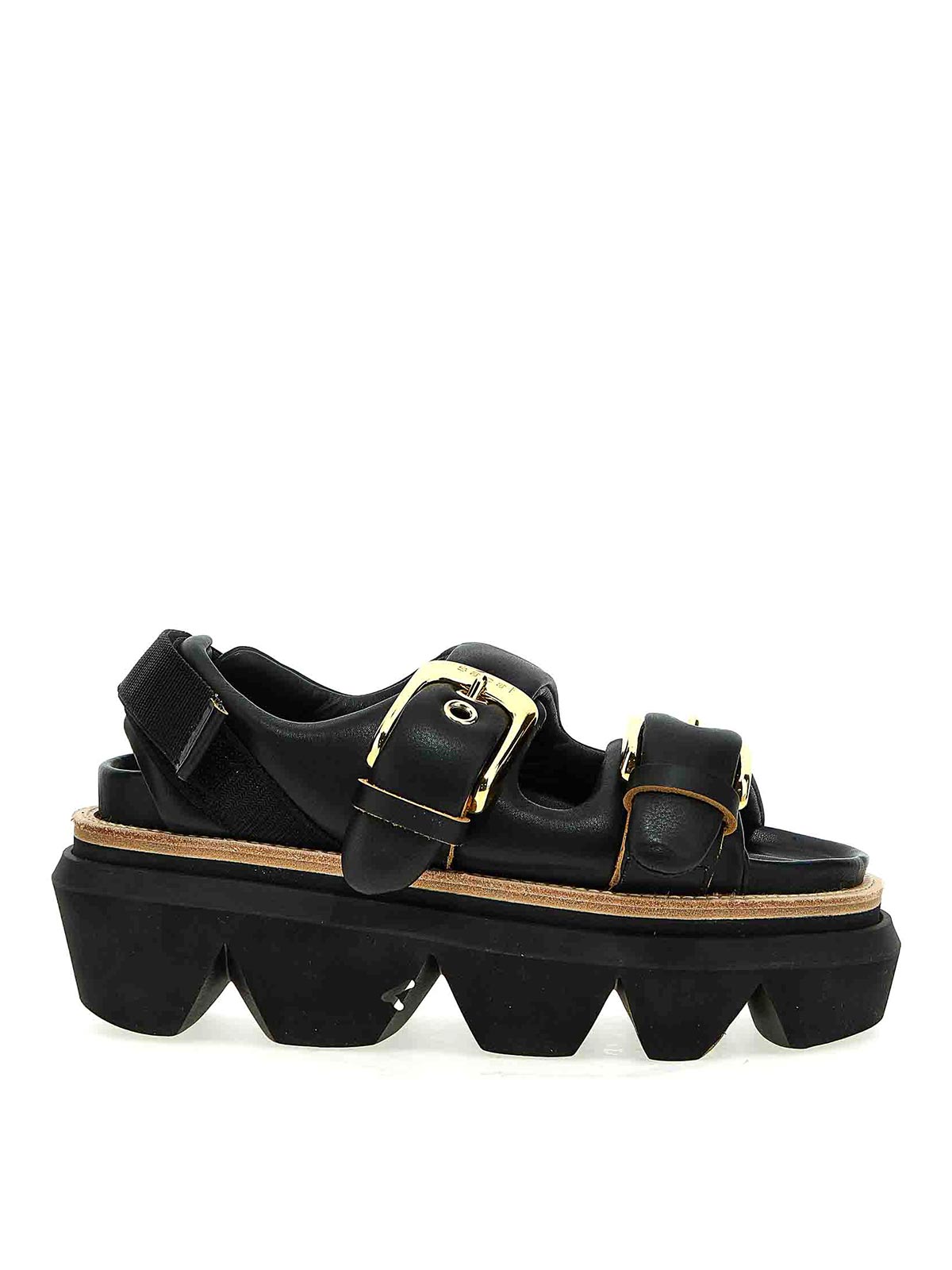 Shop Sacai Belt Sandals In Black