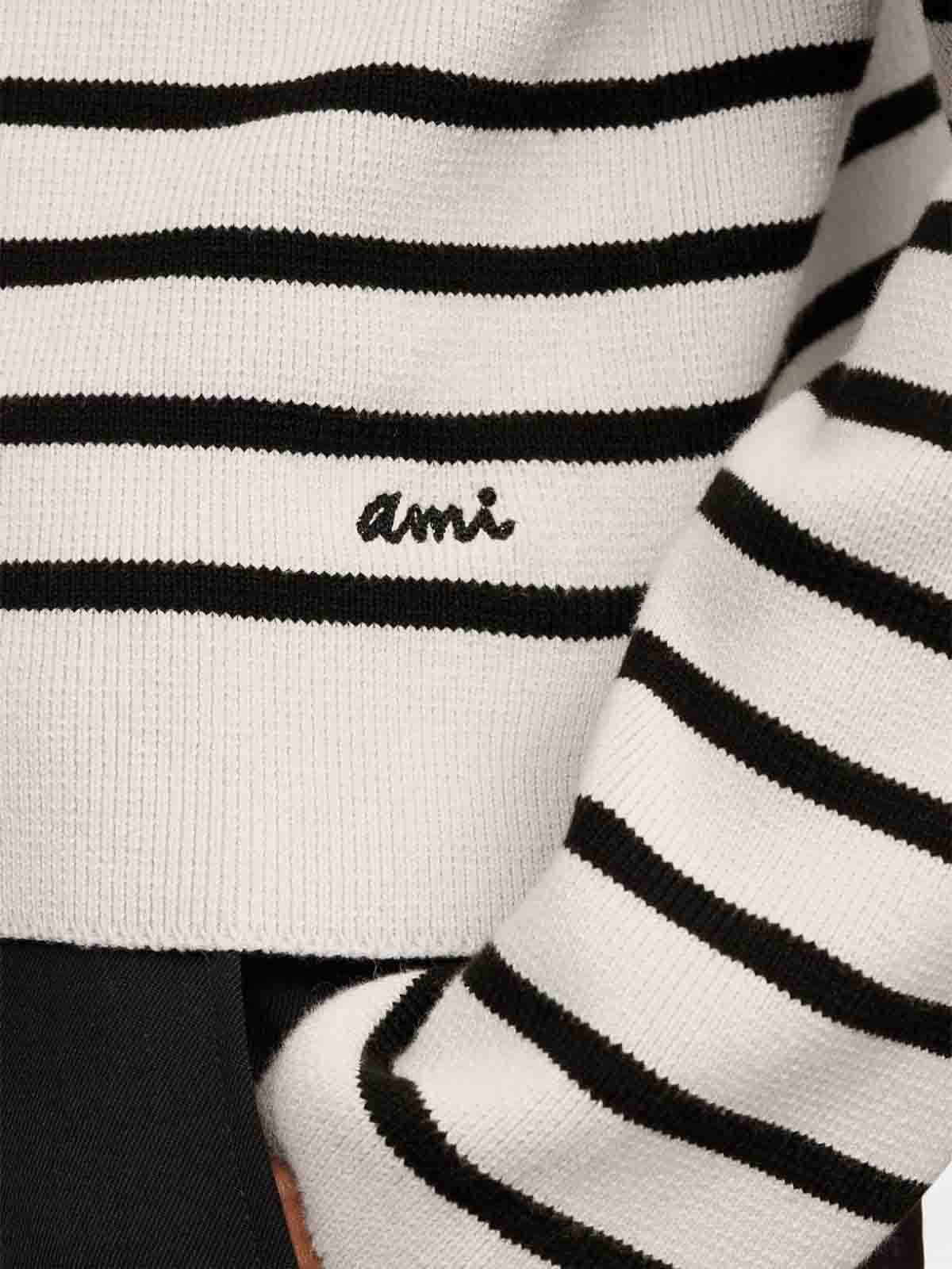 Shop Ami Alexandre Mattiussi Embroidery Sailor Sweater In White