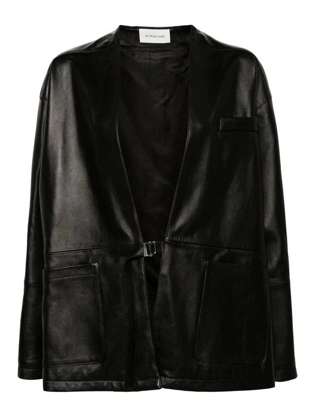 Shop Armarium Leather Jacket In Black