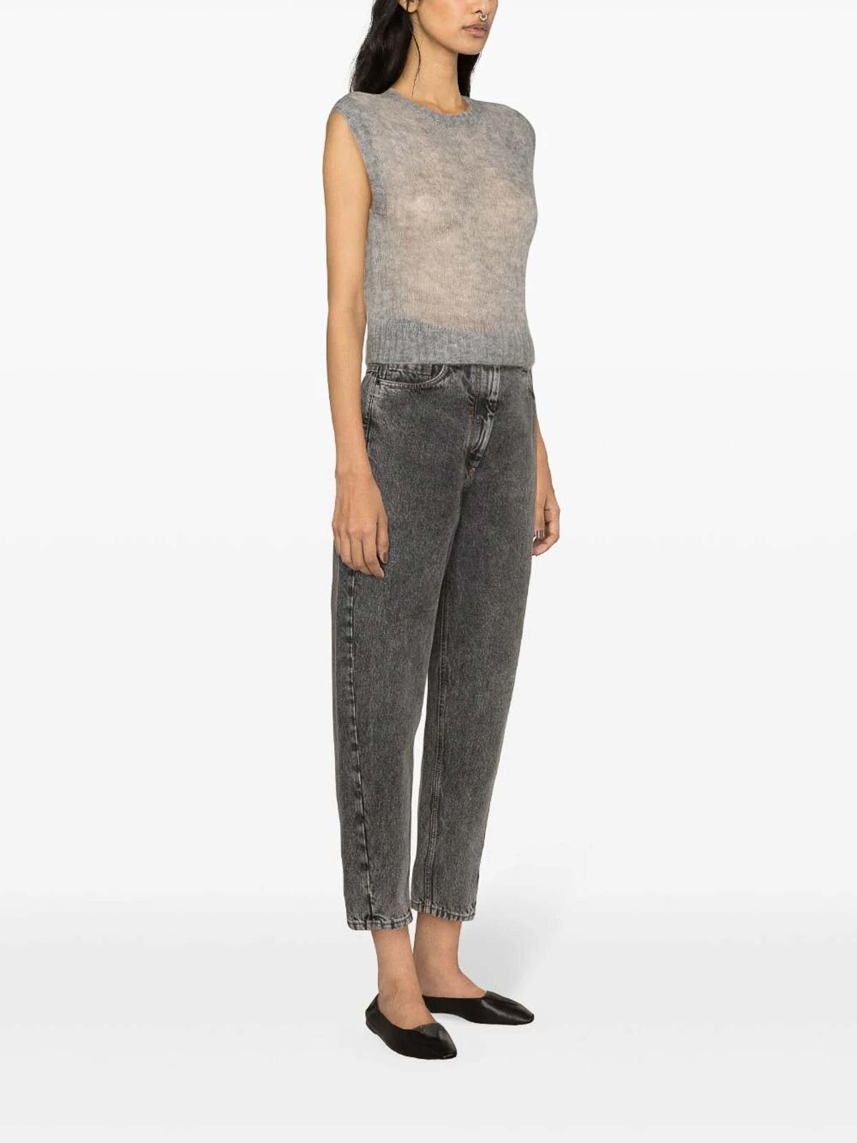 Shop Brunello Cucinelli Mohair And Wool Sweater With Monili In Grey