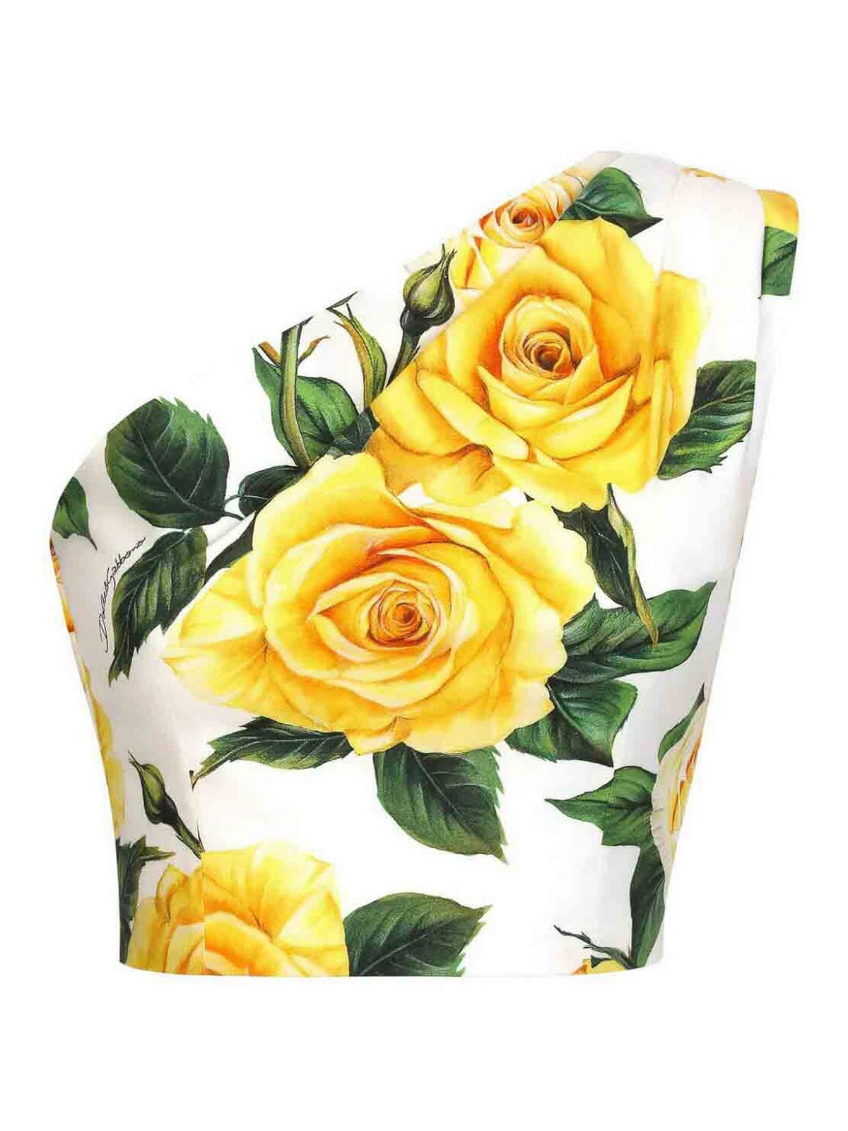 Shop Dolce & Gabbana One Shoulder Top In Yellow