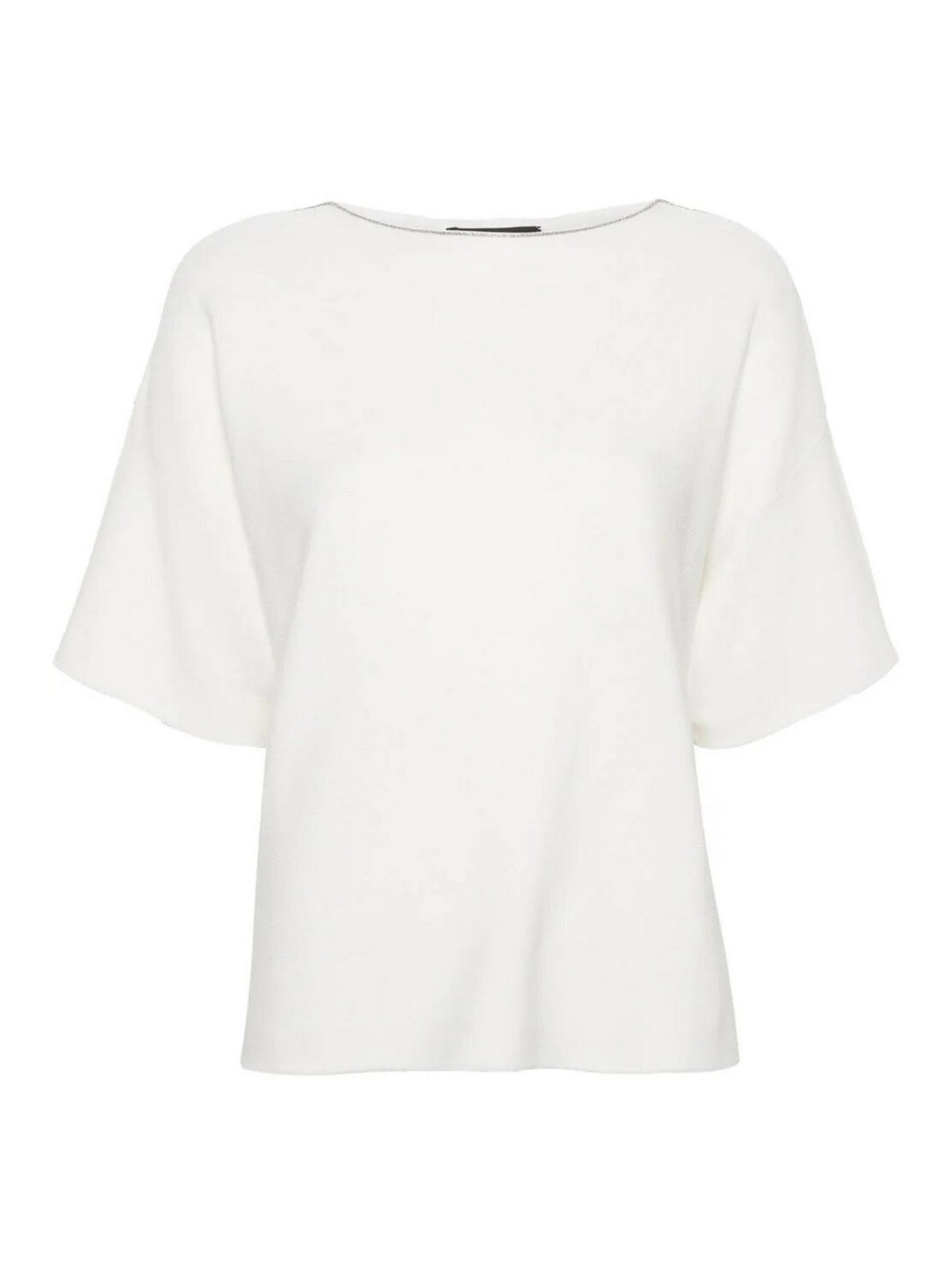 Shop Fabiana Filippi Short Sleeve Sweater In White