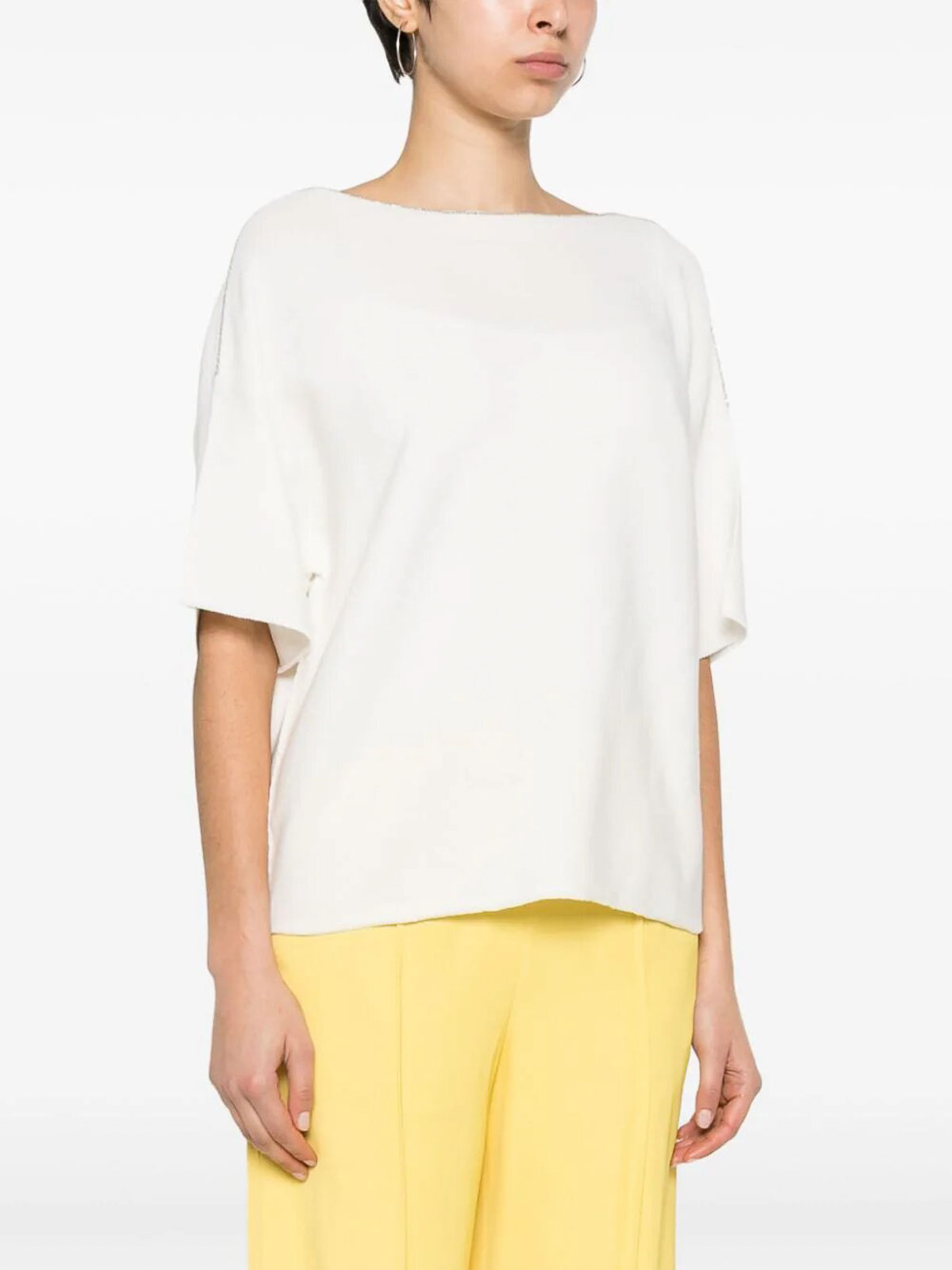 Shop Fabiana Filippi Short Sleeve Sweater In White