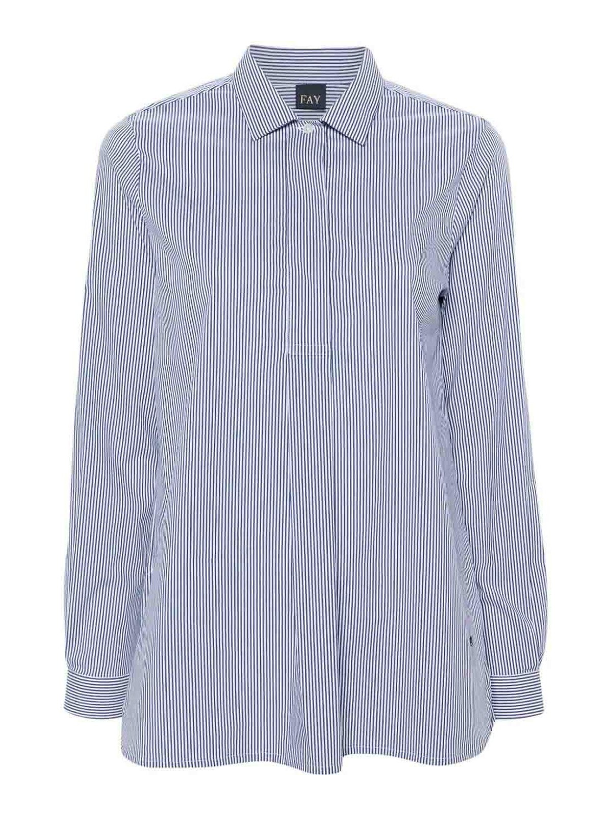Fay Stripe Shirt In Light Blue