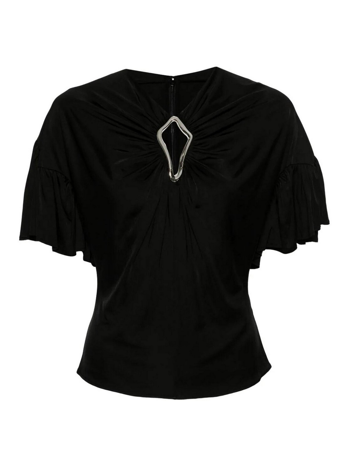 Shop Lanvin Ruffle Sleeve Top In Black