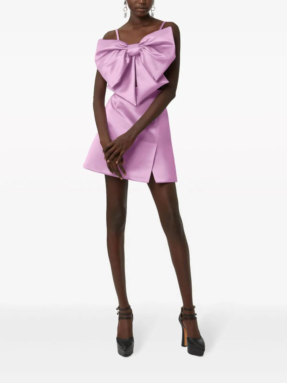 Shop Nina Ricci Mini A-line Satin Skirt In Nude & Neutrals