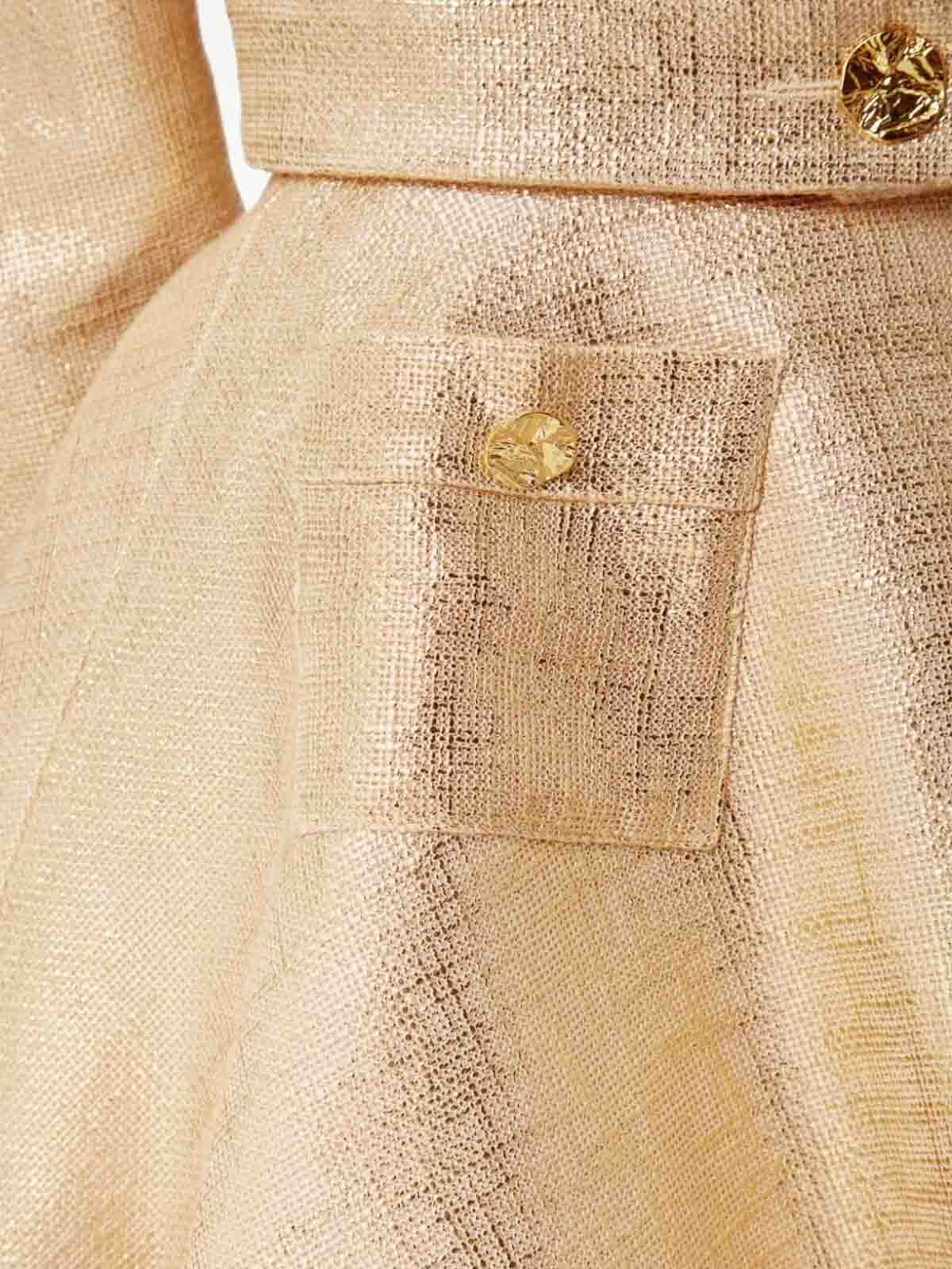 Shop Nina Ricci Mini Flared Skirt With Pockets In Gold