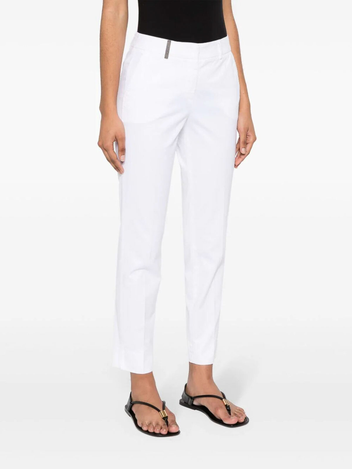 Shop Peserico Straight Leg Trousers In White