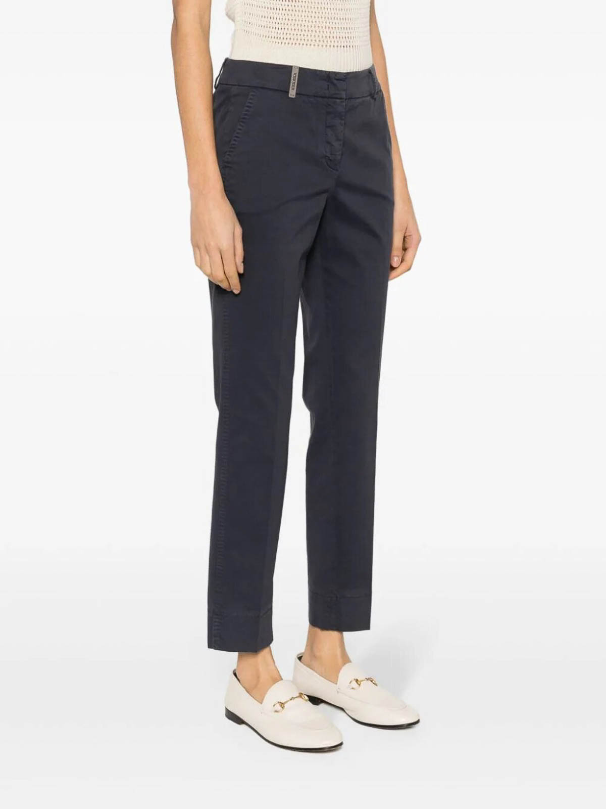 Shop Peserico Straight Leg Trousers In Blue