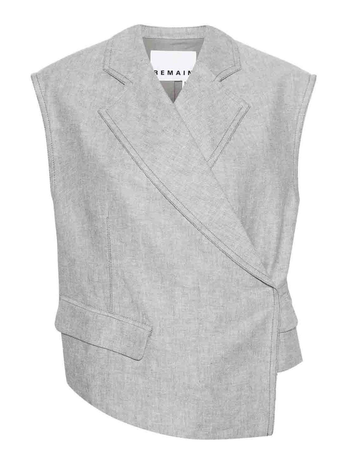 Shop Remain Birger Christensen Asymmetric Boxy Vest Grey