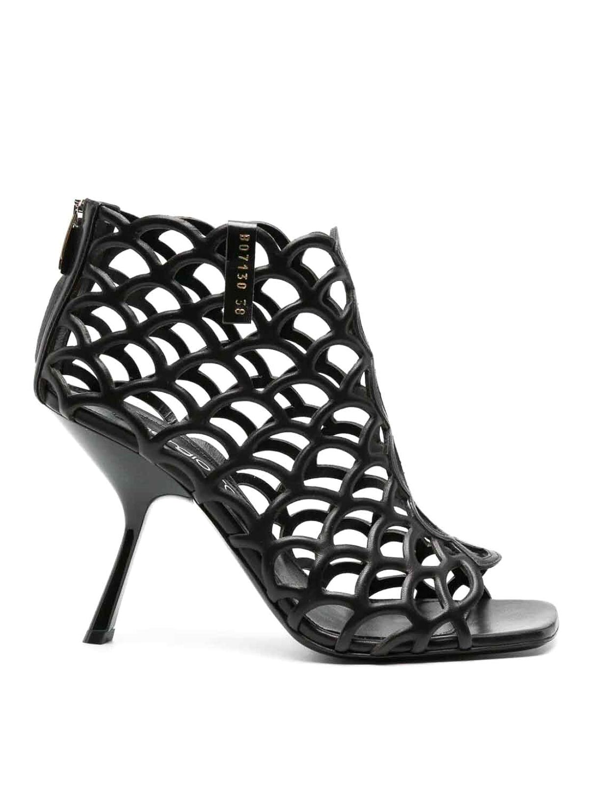 Sergio Rossi Sr Mermaid 90mm Patent Leather Sandals In Black