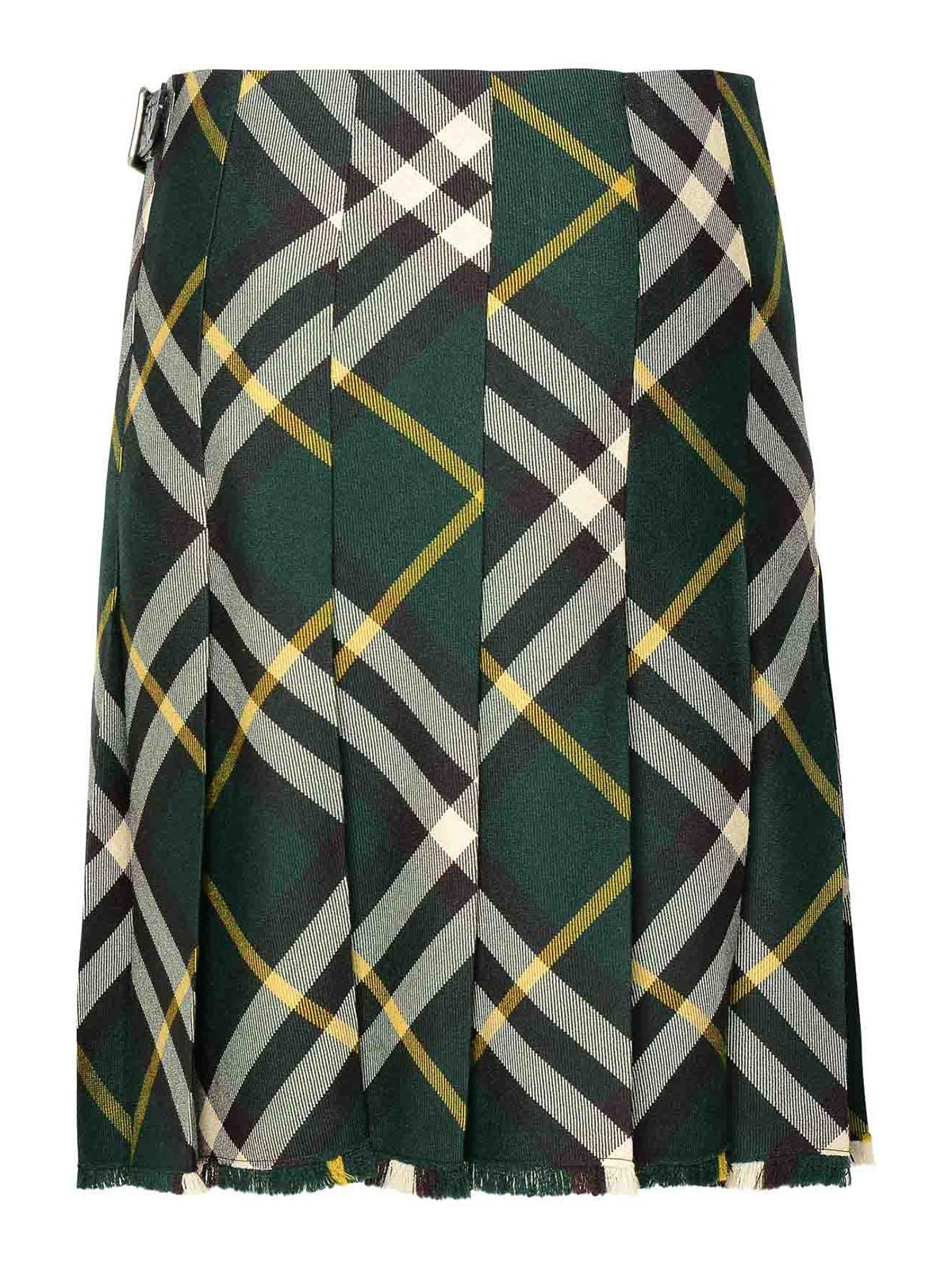 Shop Burberry Green Wool Skirt