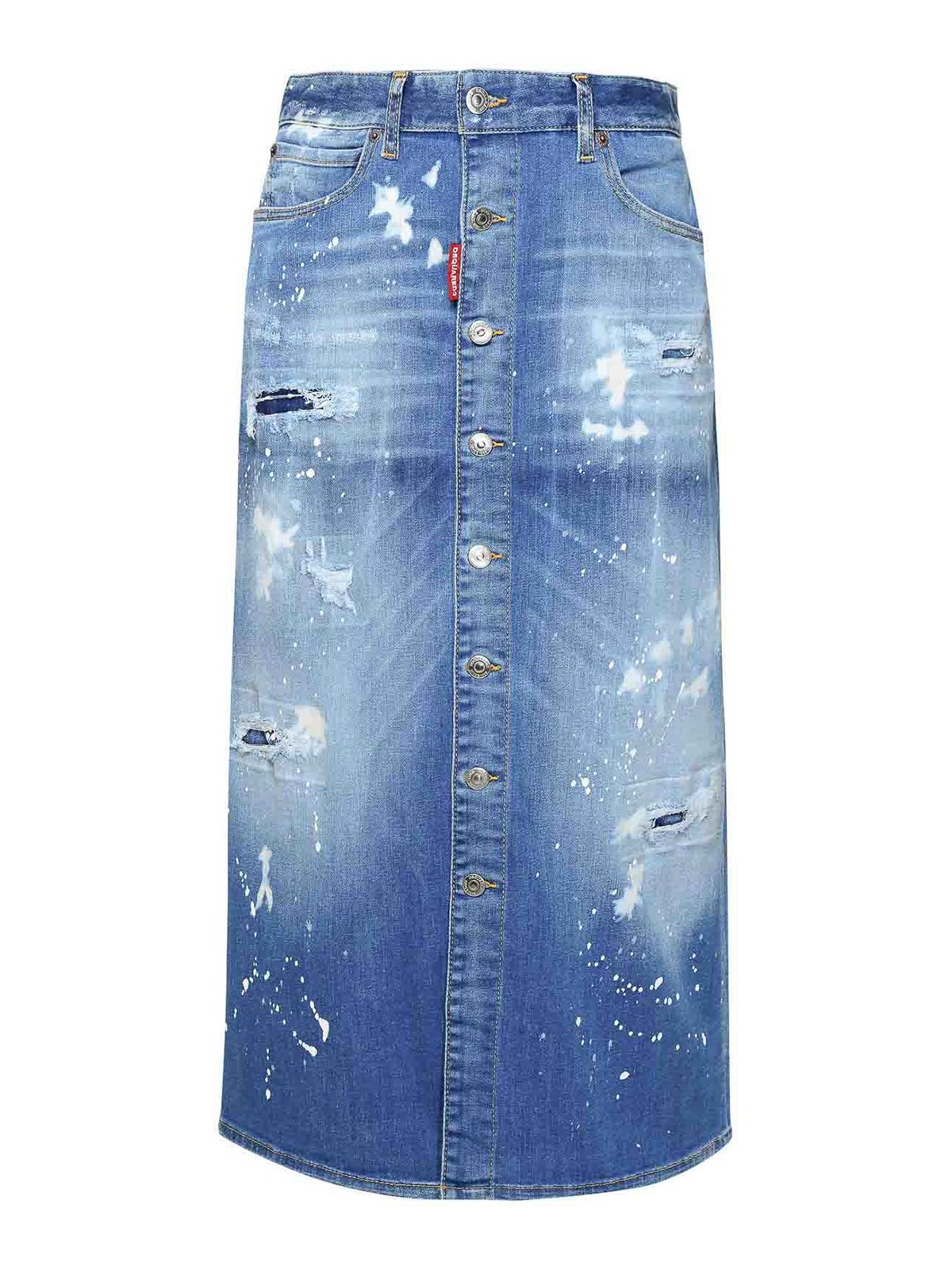 Shop Dsquared2 Blue Cotton Blend Skirt