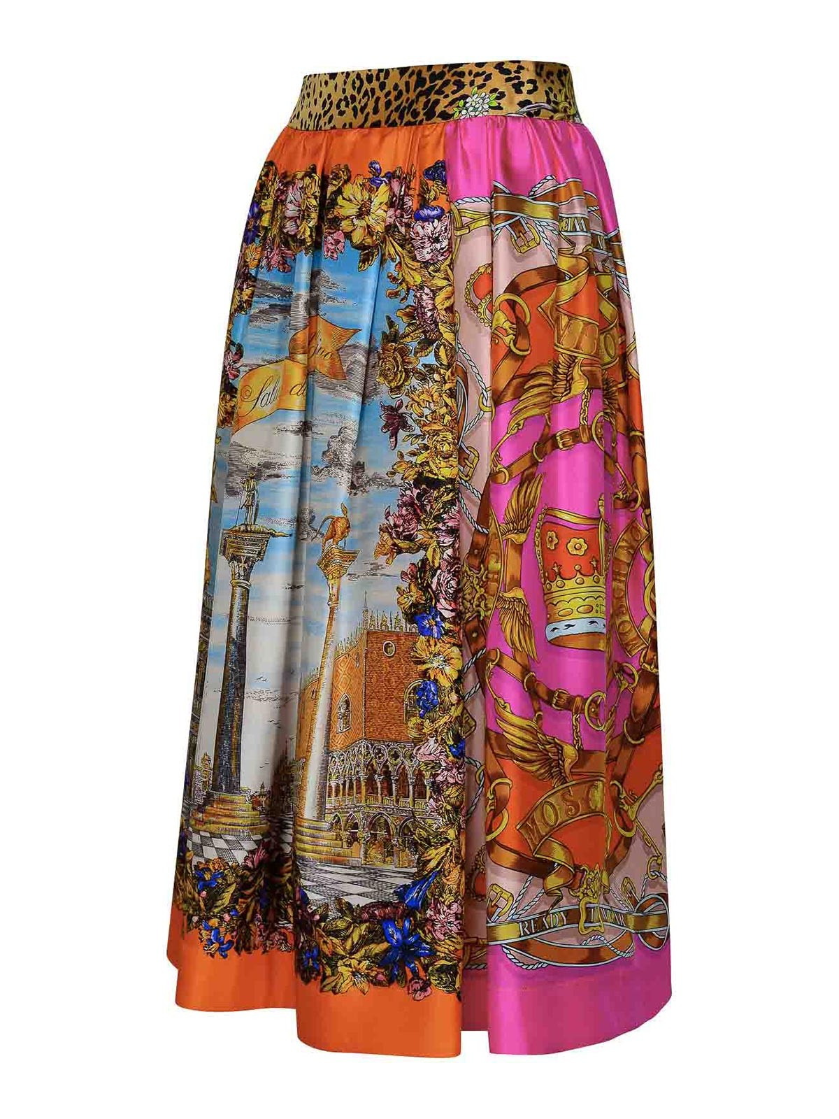 Shop Moschino Multicolor Silk Skirt In Multicolour