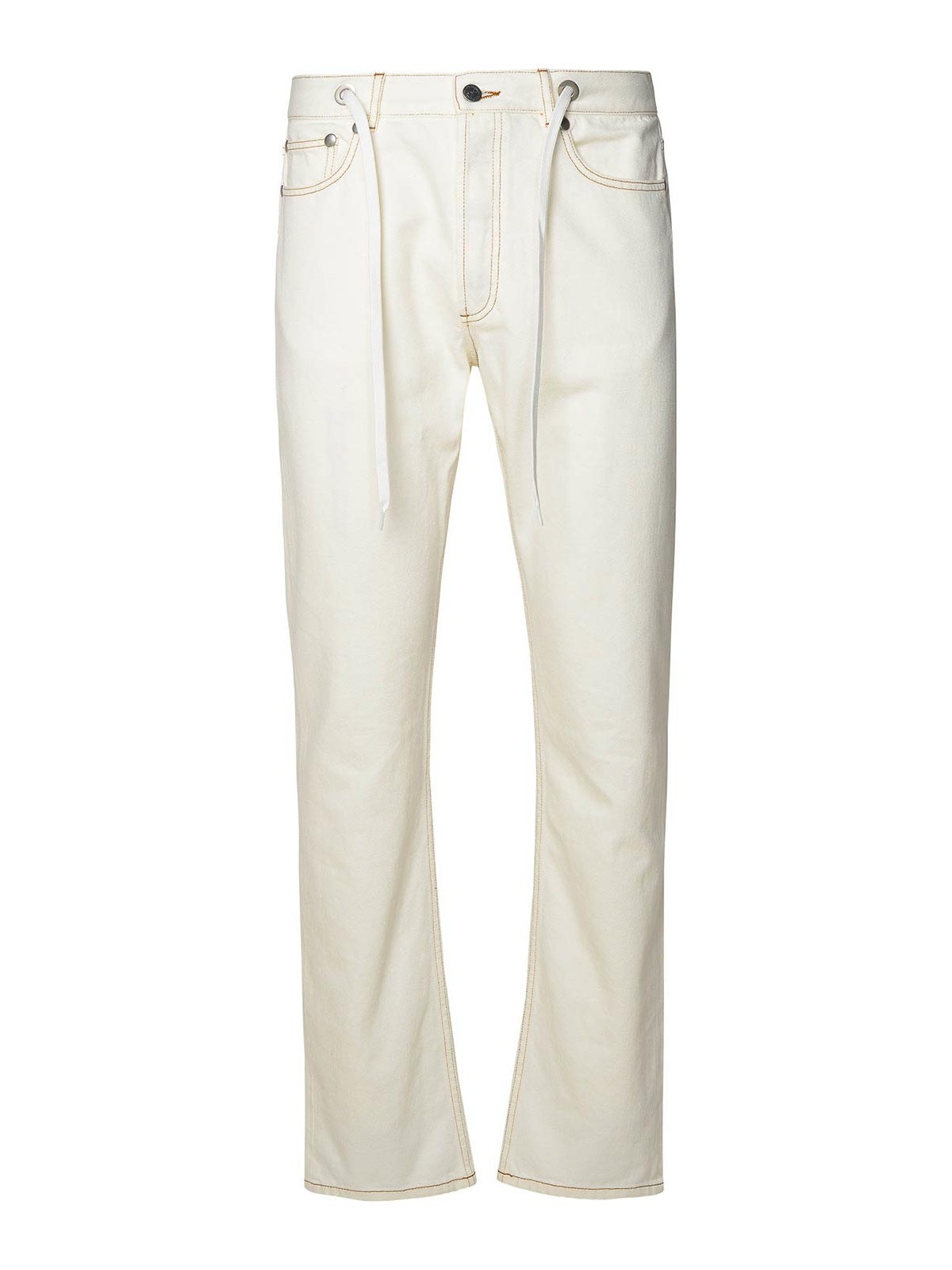 Shop Apc Sureau Ivory Cotton Jeans In Cream