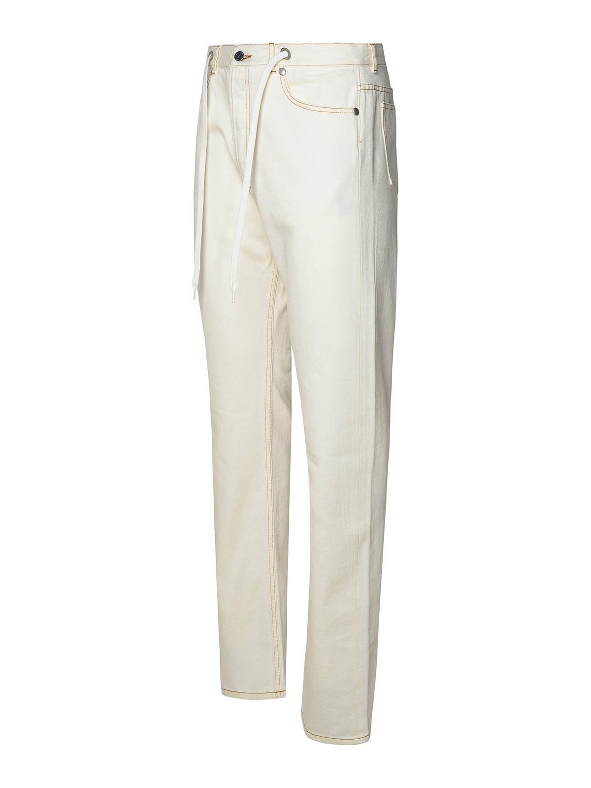Shop Apc Sureau Ivory Cotton Jeans In Cream
