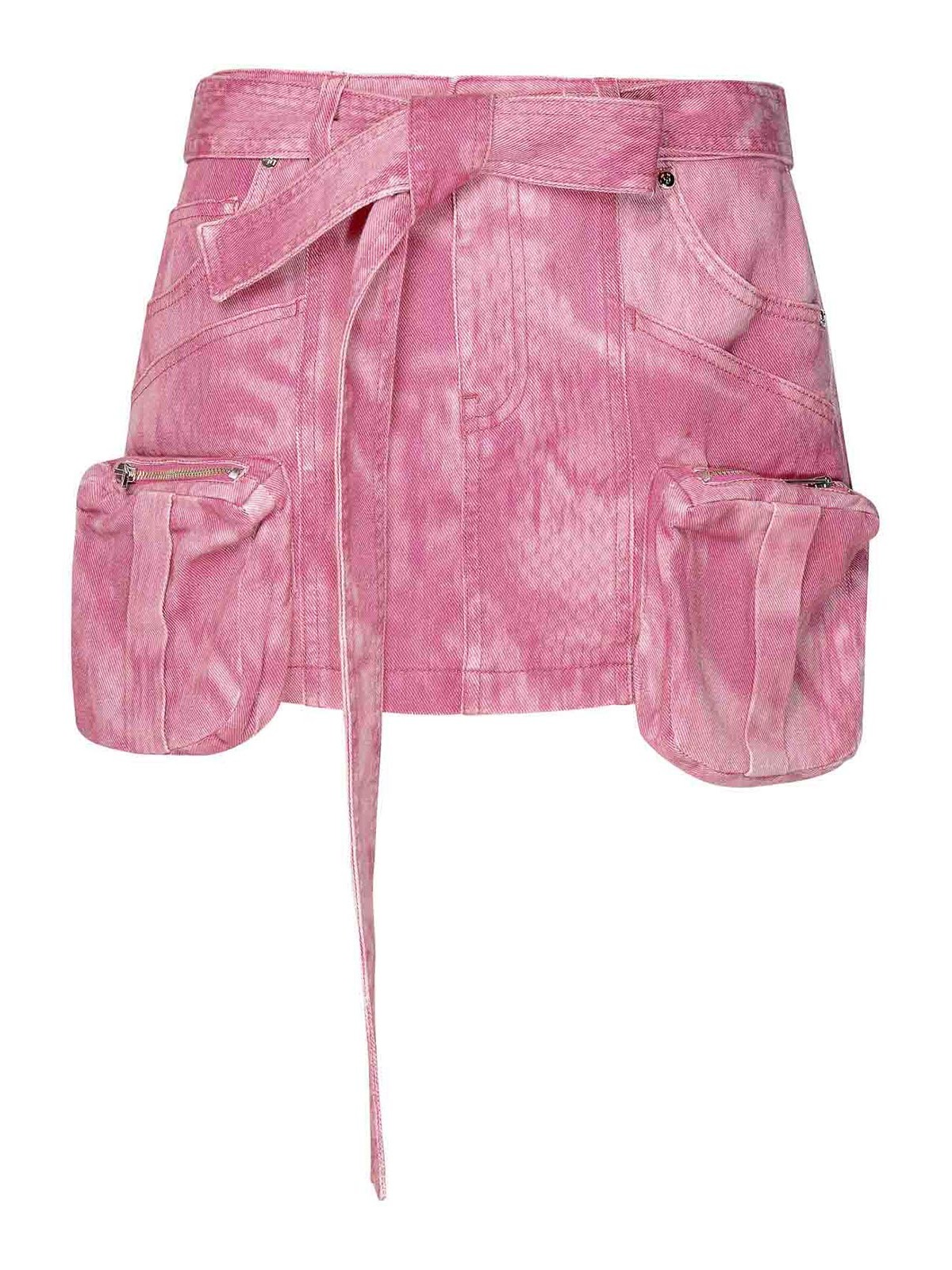 Shop Blumarine Pink Cotton Mini Skirt In Nude & Neutrals