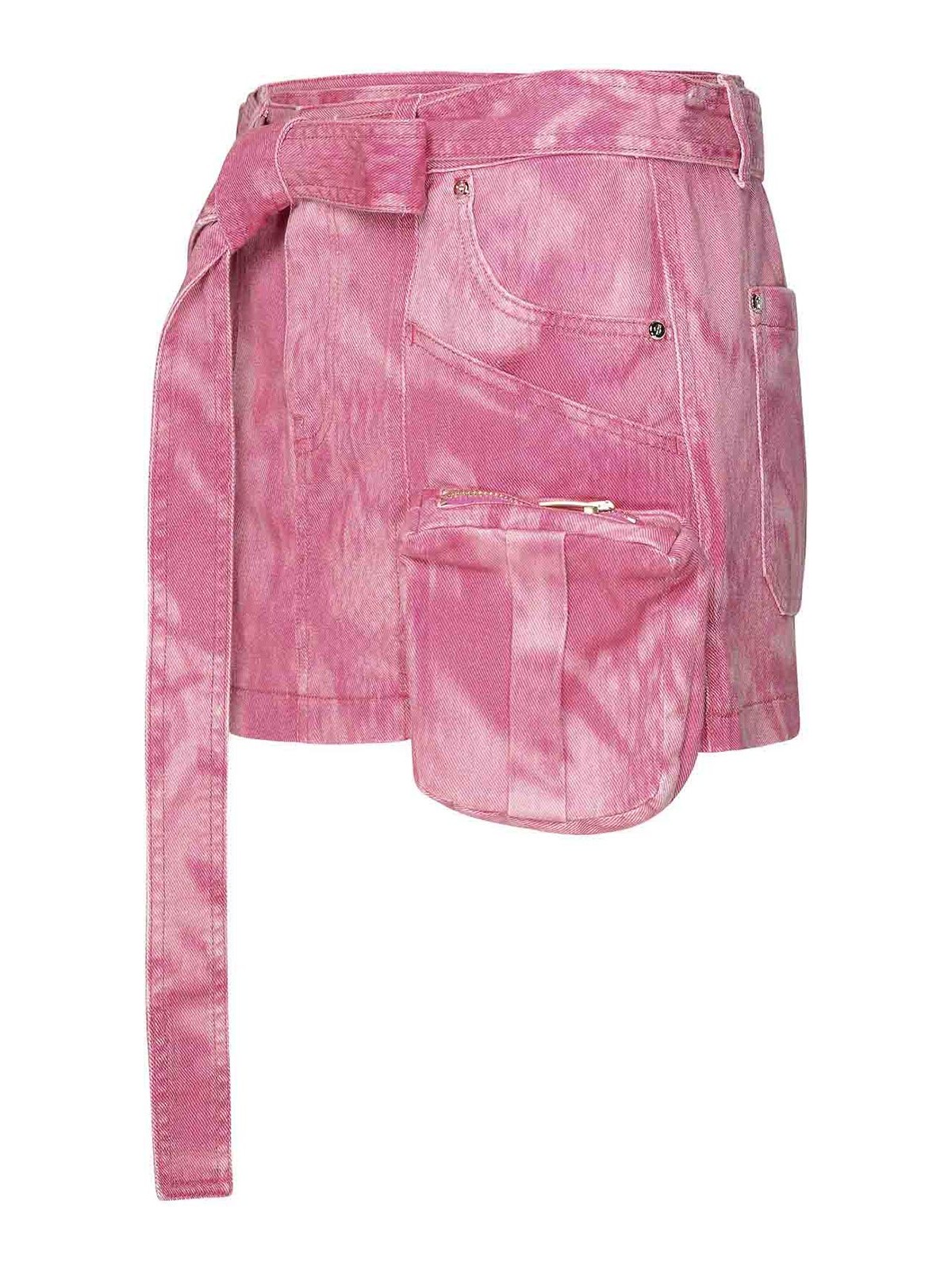 Shop Blumarine Pink Cotton Mini Skirt In Nude & Neutrals