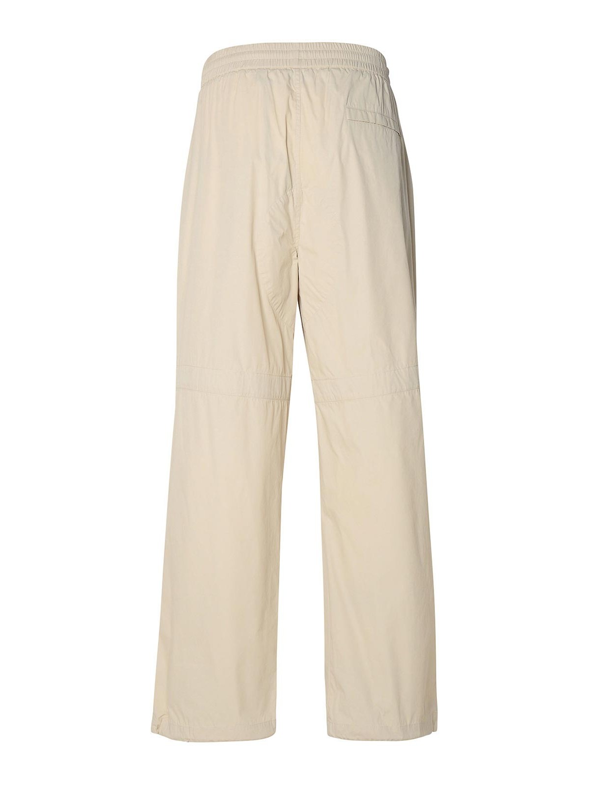 Shop Burberry Beige Cotton Blend Trousers In Cream