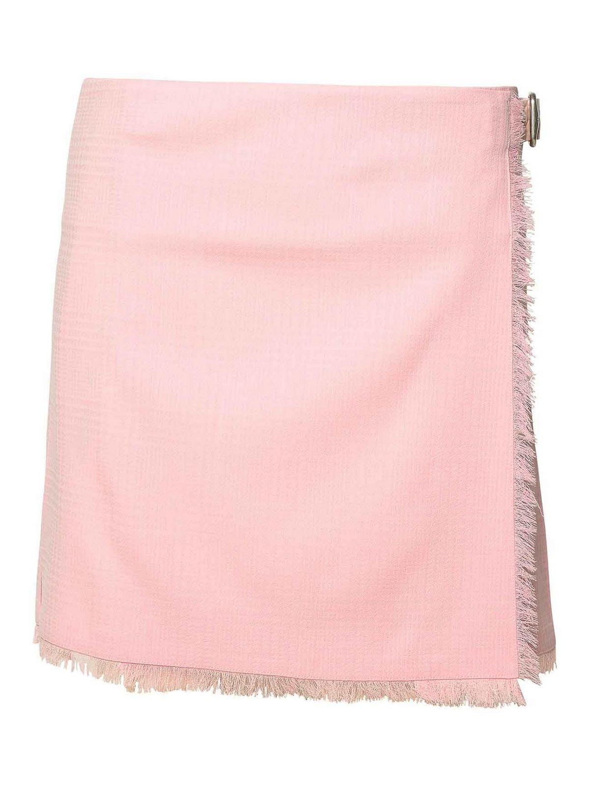 Shop Burberry Pink Virgin Wool Miniskirt In Nude & Neutrals