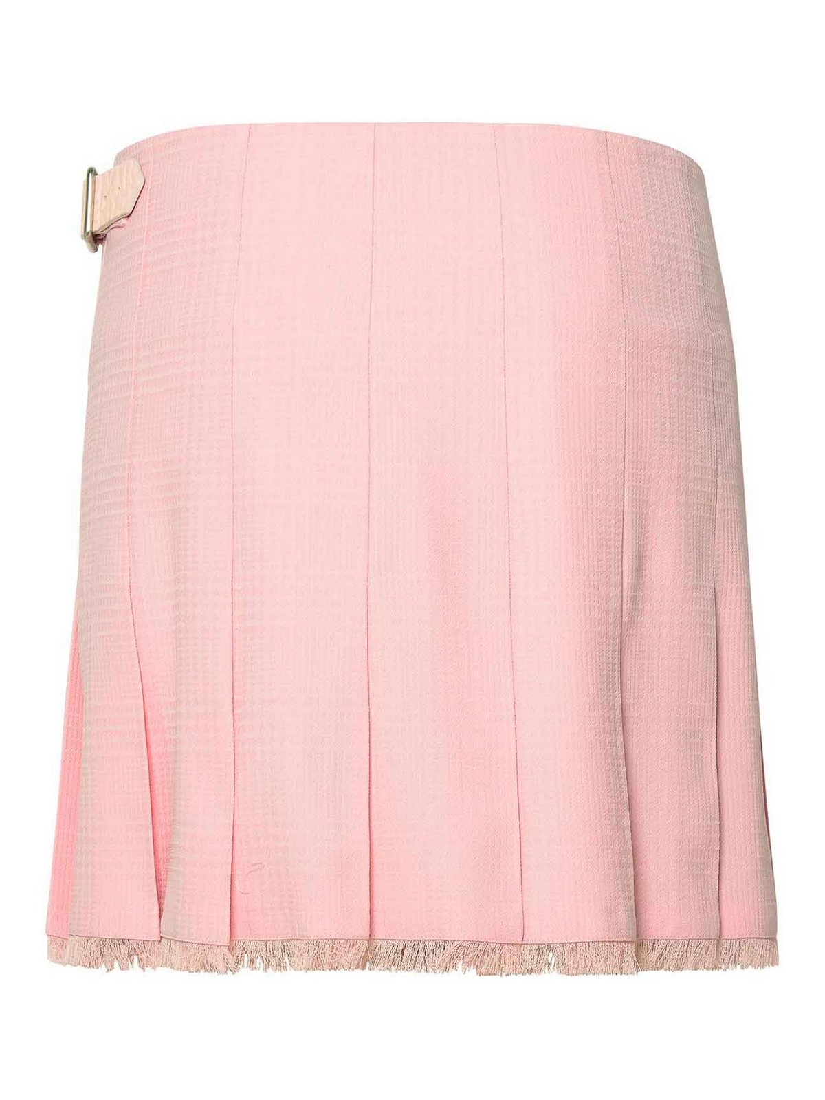 Shop Burberry Pink Virgin Wool Miniskirt In Nude & Neutrals