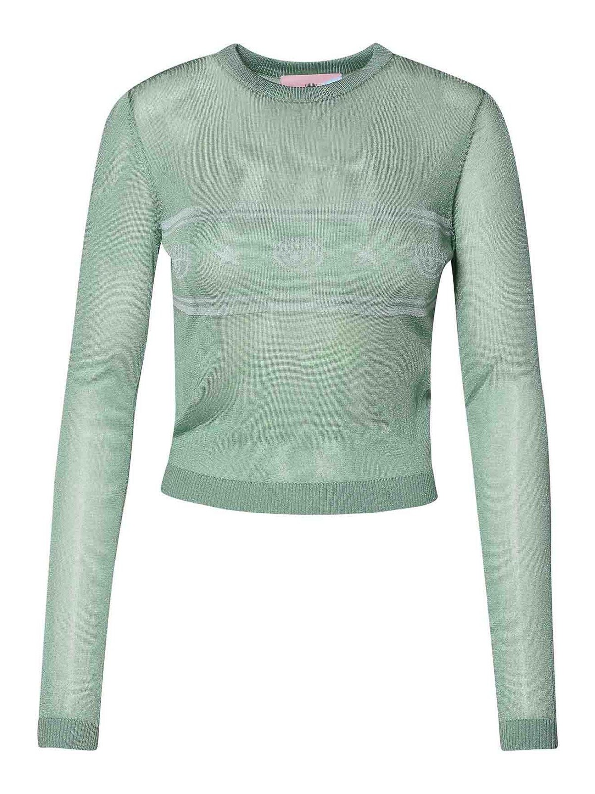 Shop Chiara Ferragni Green Viscose Blend Sweater