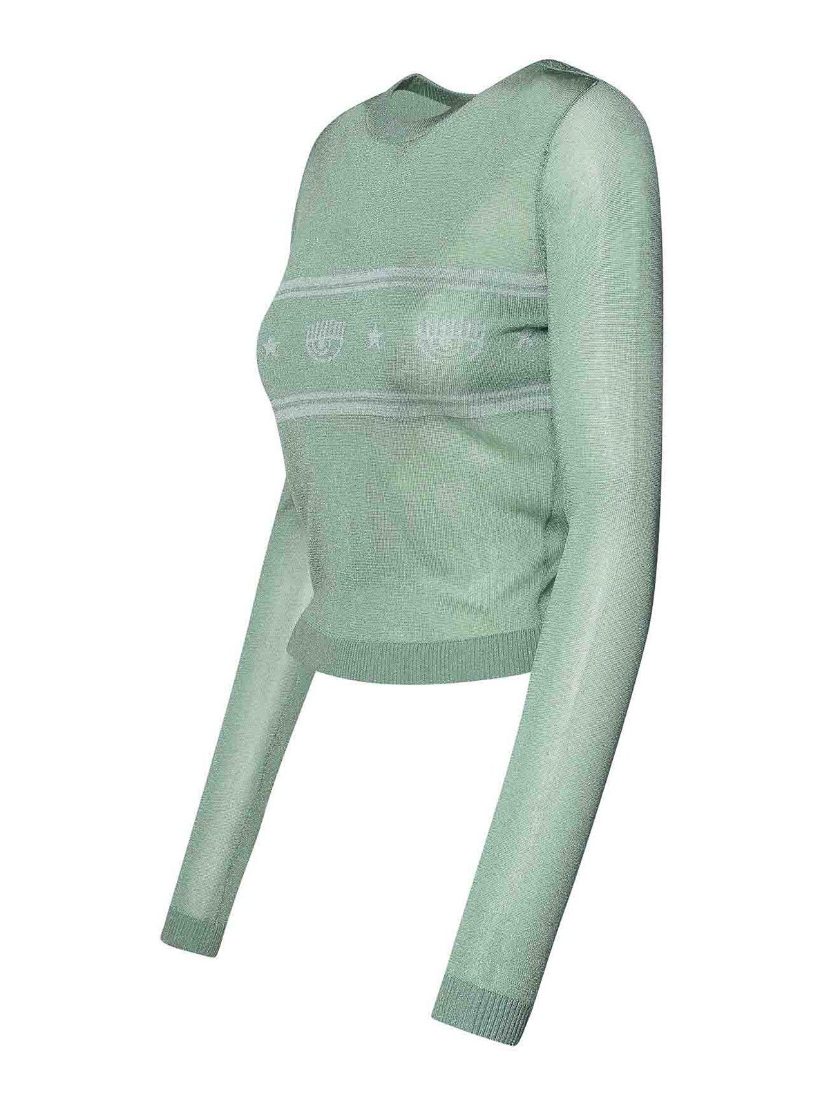 Shop Chiara Ferragni Green Viscose Blend Sweater