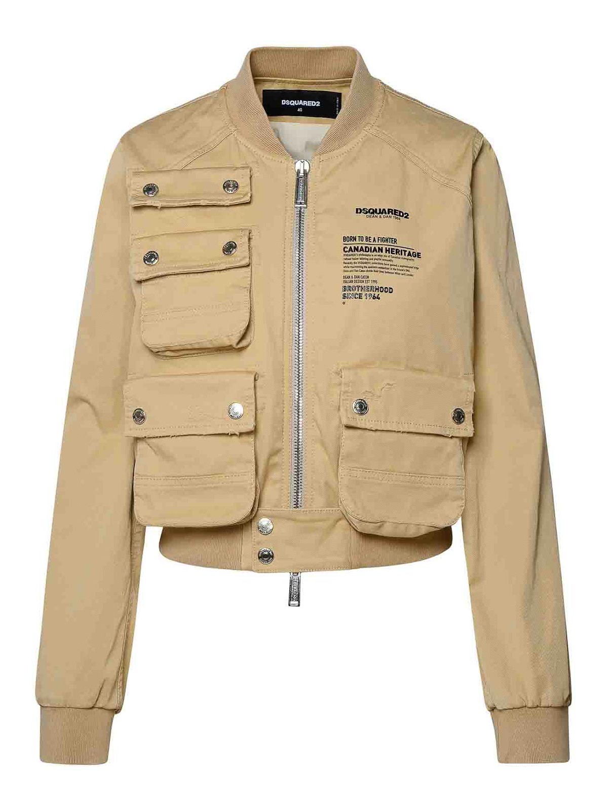 Shop Dsquared2 Beige Cotton Bomber Jacket