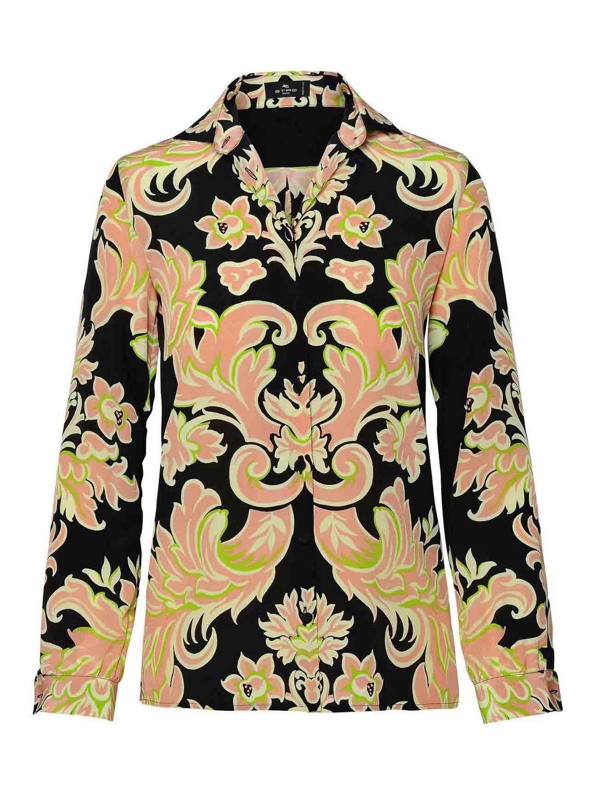Shop Etro Black Silk Shirt In Multicolour