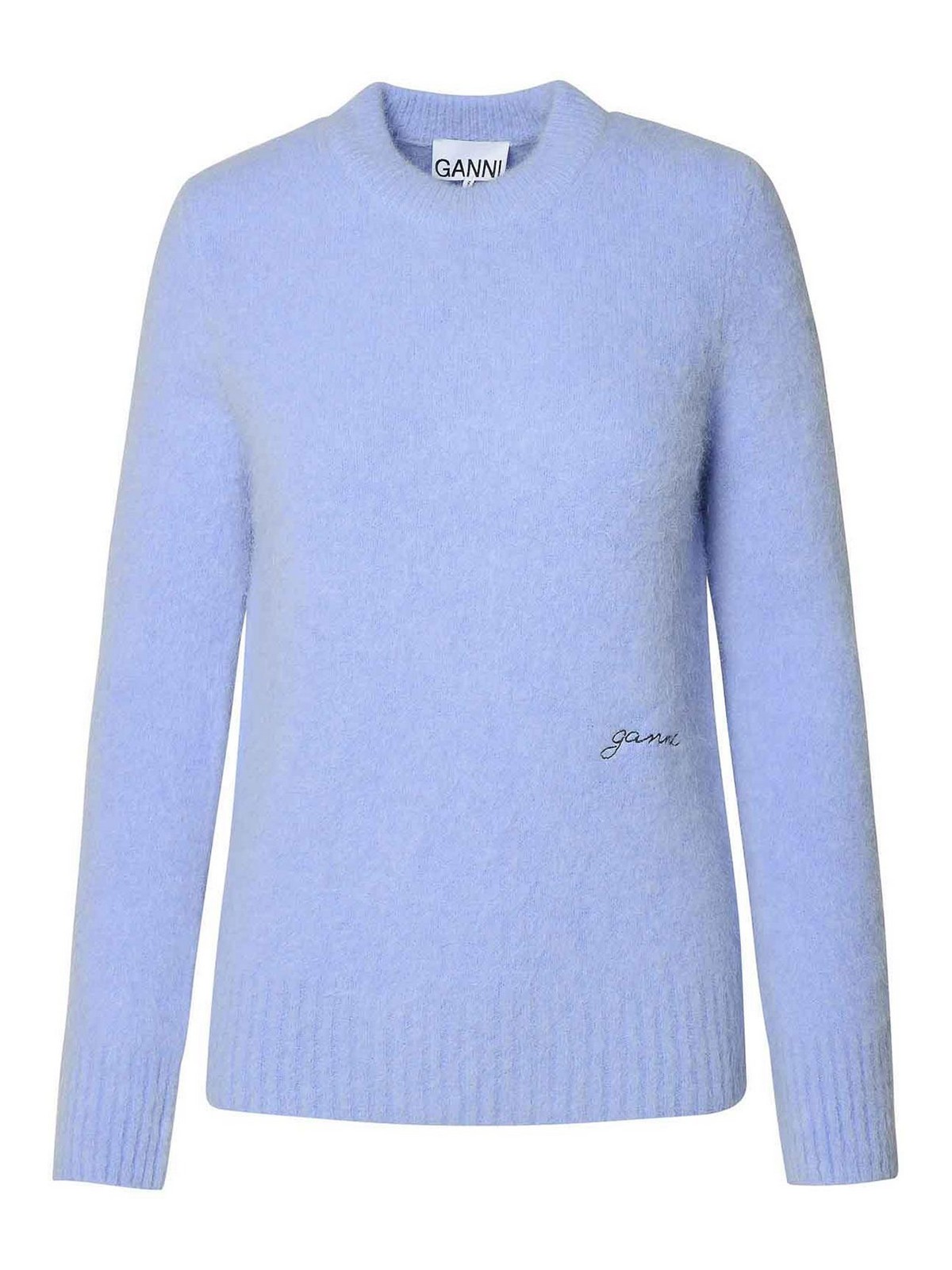 Shop Ganni Light Blue Virgin Wool Blend Sweater In Light Purple